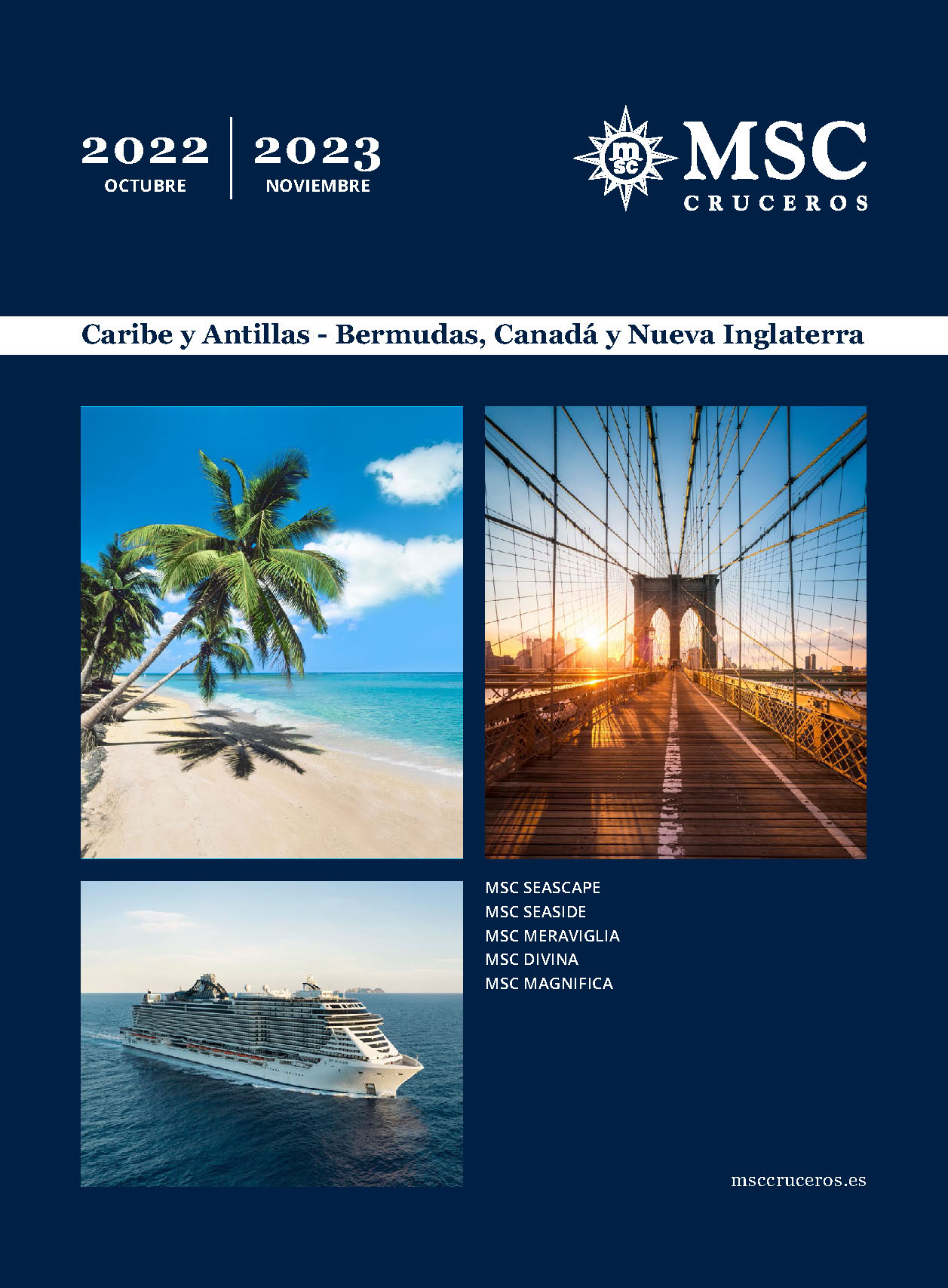 Catalogo MSC Cruceros por el Caribe y Antillas Bermudas Canada y Nueva Inglaterra 2022-2023