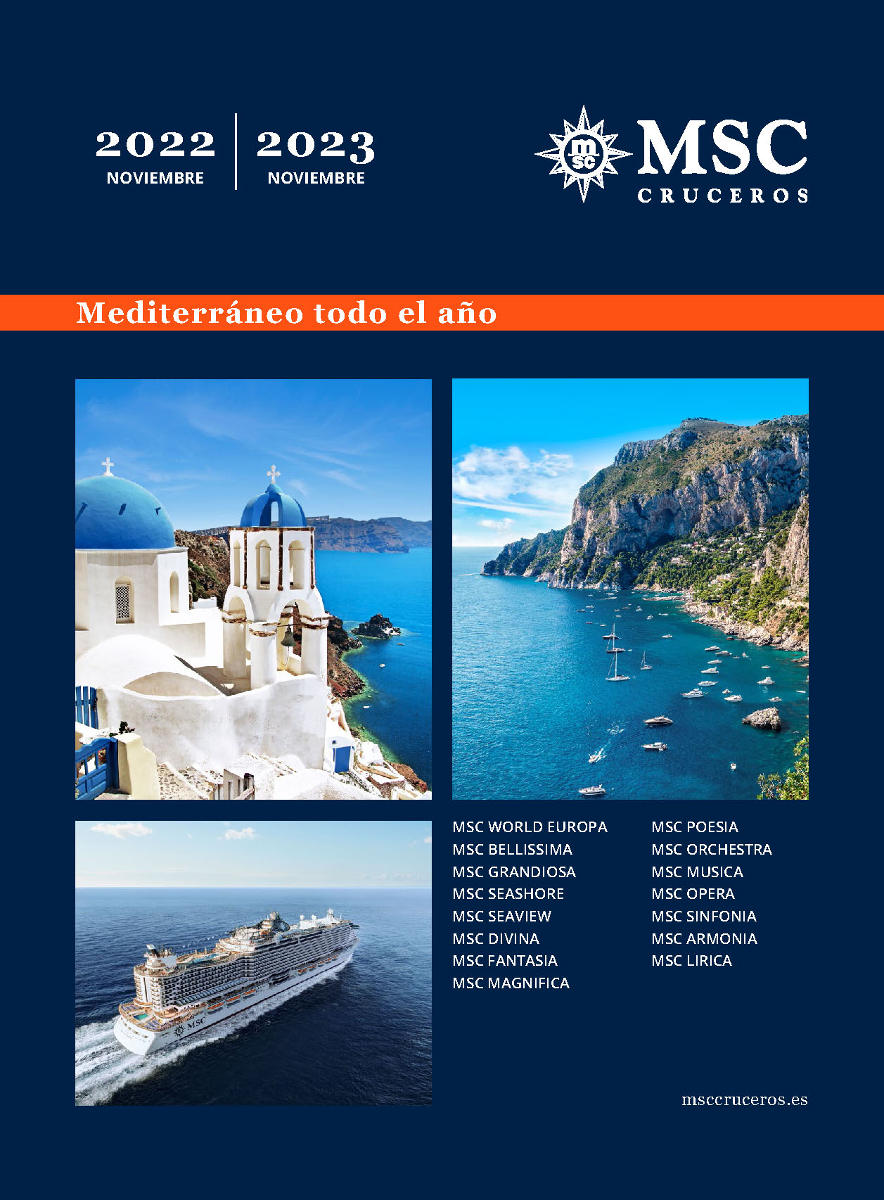 Catalogo MSC Cruceros por el Mediterraneo 2022-2023