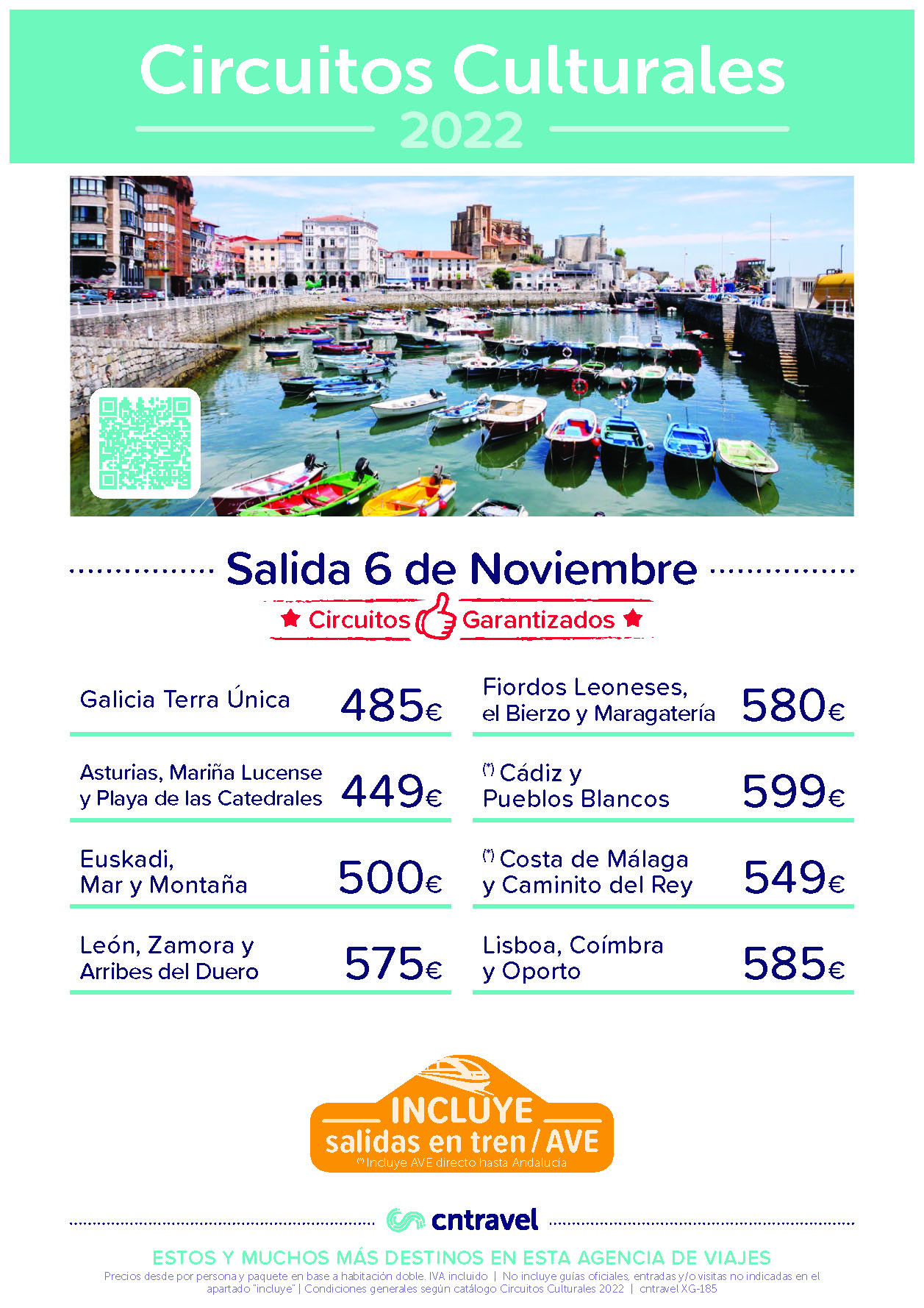 Oferta CN Travel Circuitos culturales Galicia Asturias Pais Vasco Portugal Castilla y Leon Andalucia salidas 6 noviembre 2022