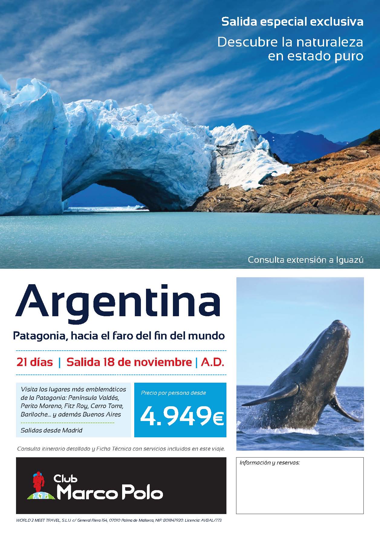 Oferta Club Marco Polo Argentina Patagonia 21 dias salida 18 de noviembre de 2022 desde Madrid