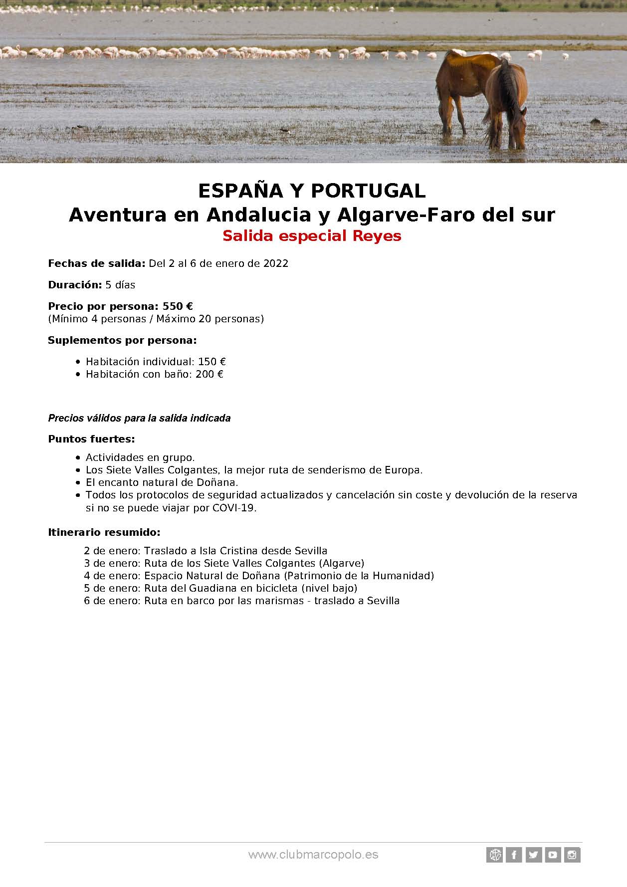 Oferta Club Marco Polo Reyes 2022 Aventura en Andalucia y Algarve Faro del Sur sin vuelos