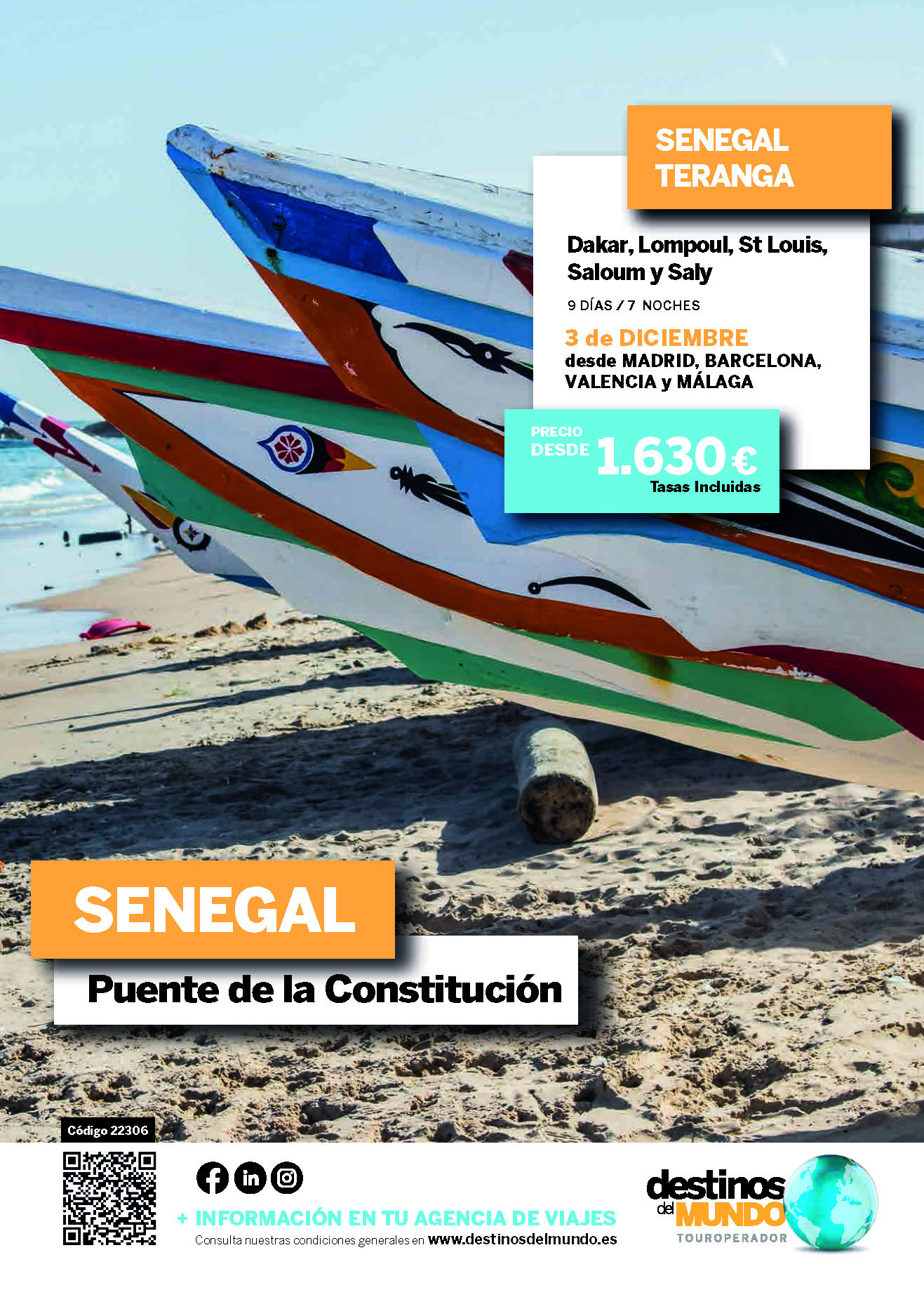 Oferta Destinos del Mundo Puente de Diciembre 2023 circuito Senegal Teranga 9 dias salidas desde Madrid Barcelona Malaga Valencia