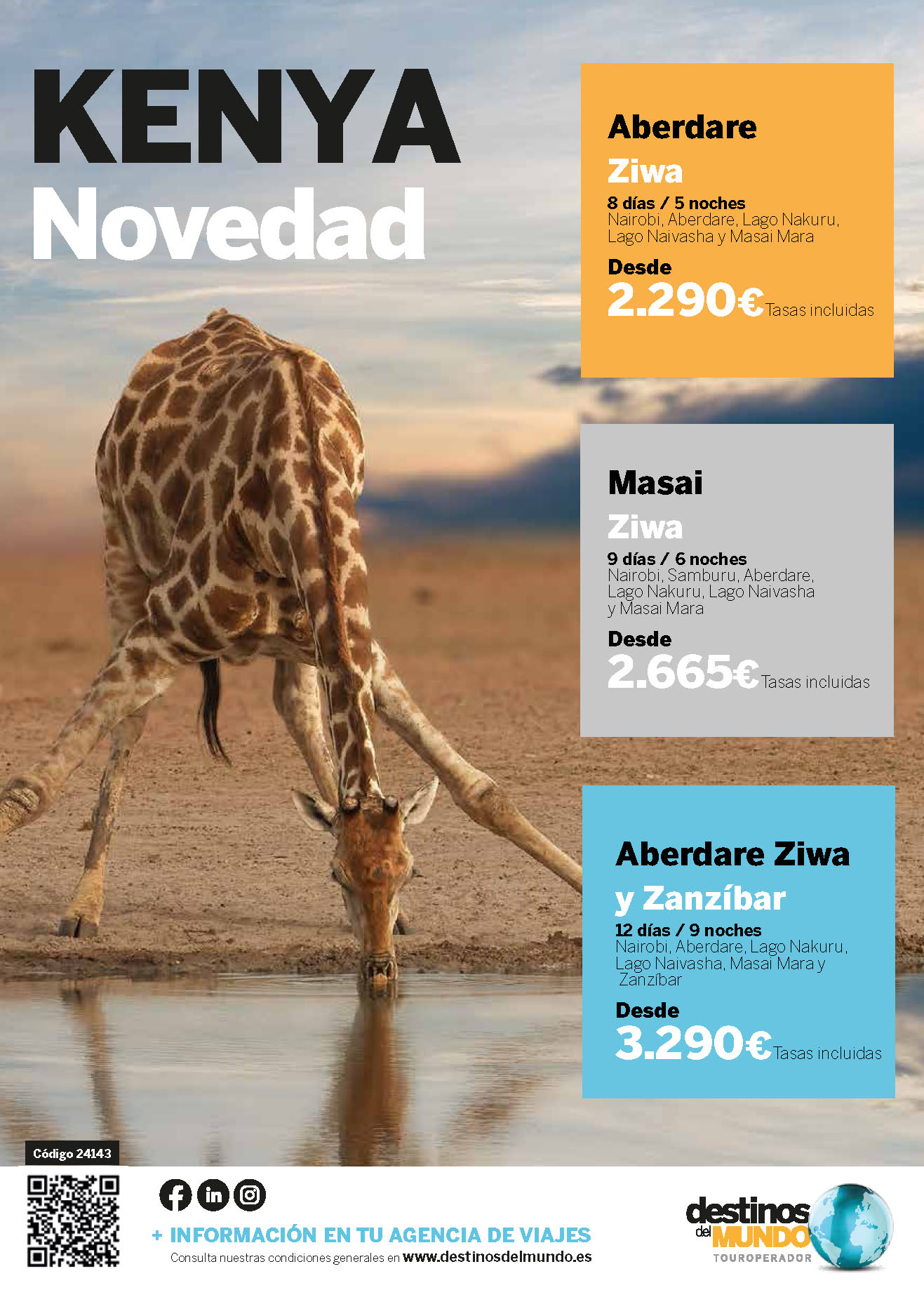 Oferta Destinos del Mundo Safaris Kenia 8 9 o 12 dias salidas 2024 desde Madrid Barcelona Bilbao Valencia