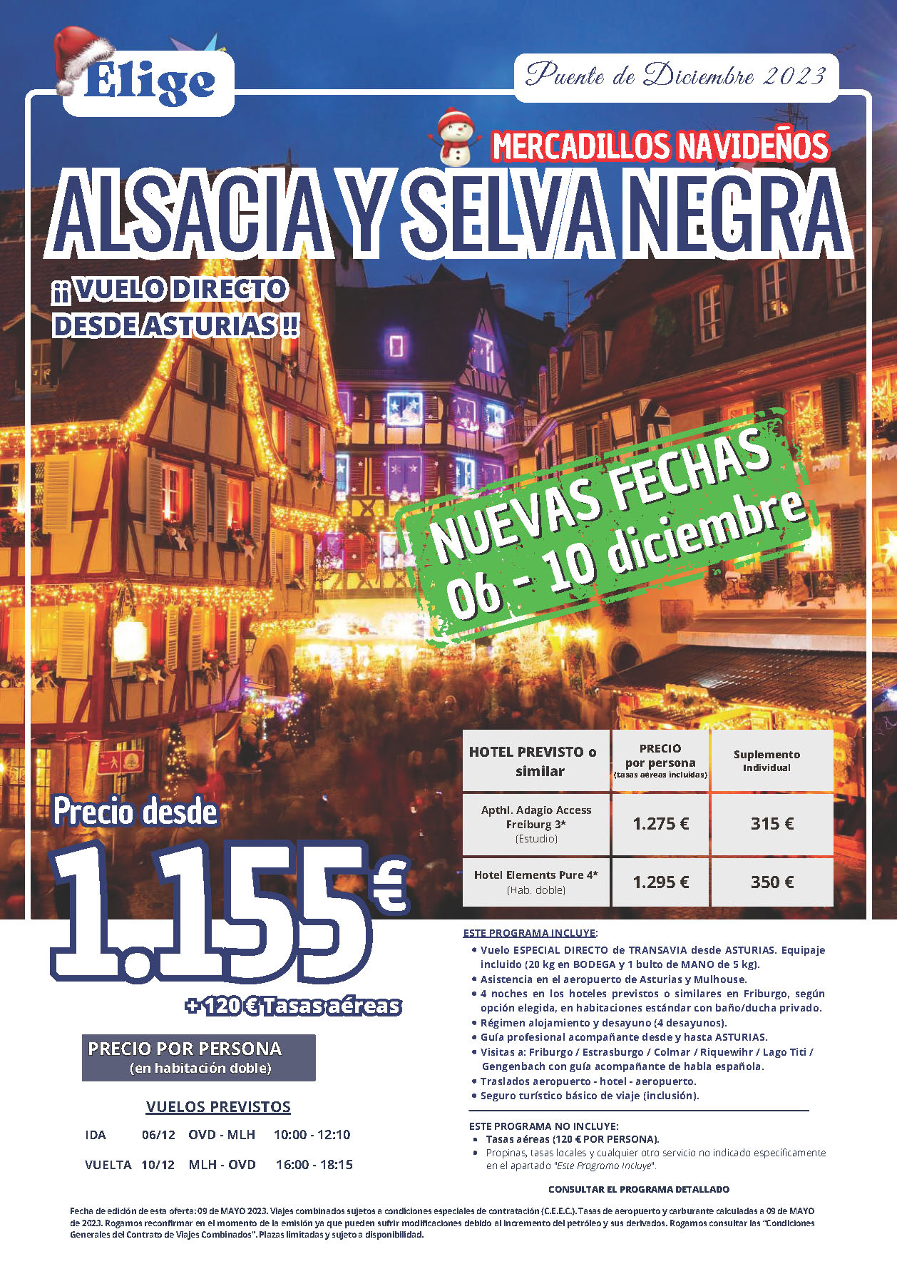 Oferta Elige tu Viaje Puente de Diciembre 2023 circuito Alsacia y Selva Negra 5 dias salida 6 diciembre vuelo especial directo desde Asturias