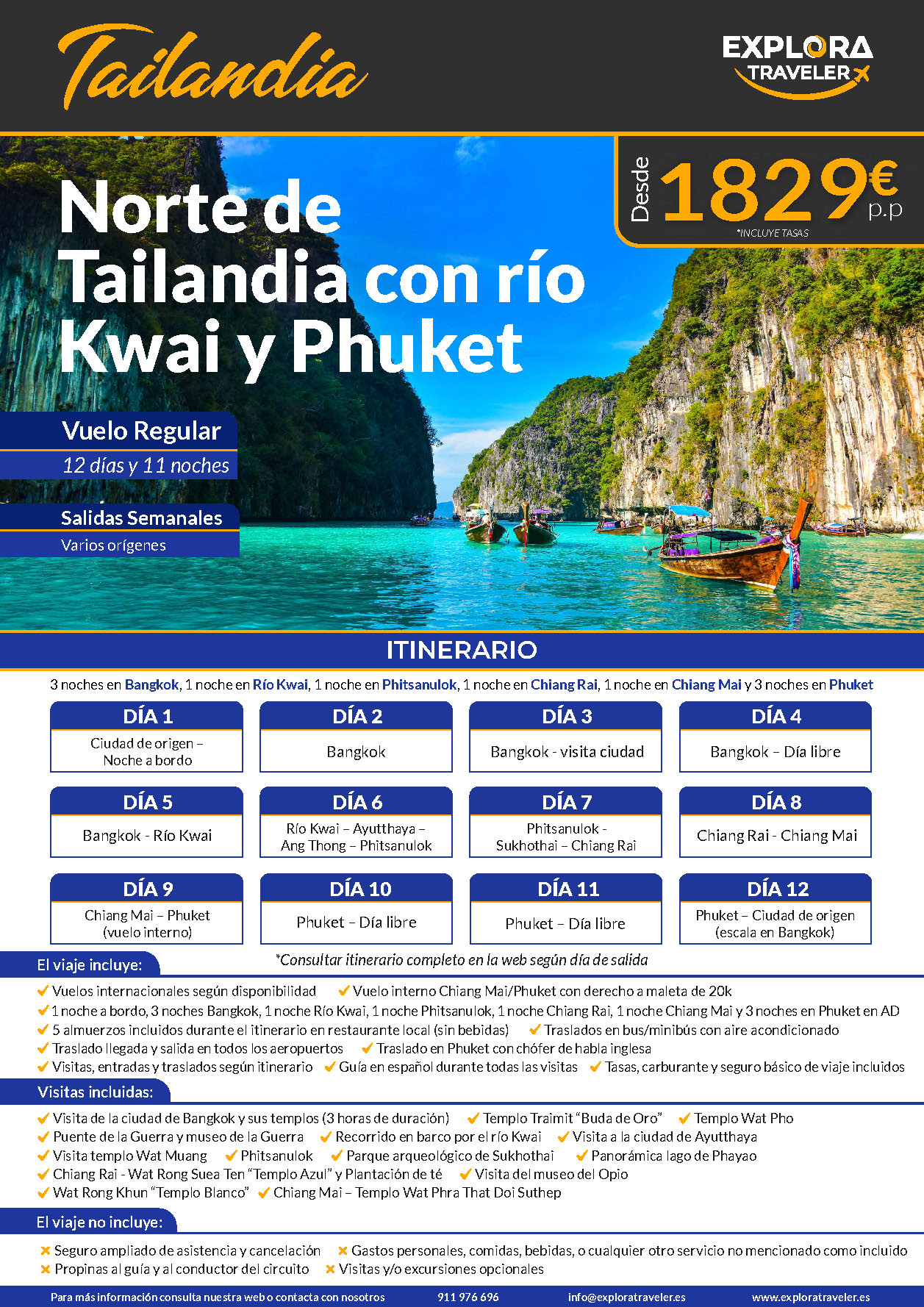 Oferta Explora Traveler circuito Norte de Tailandia con rio Kwai y Phuket 12 dias salidas 2024 desde Madrid Barcelona Bilbao Valencia