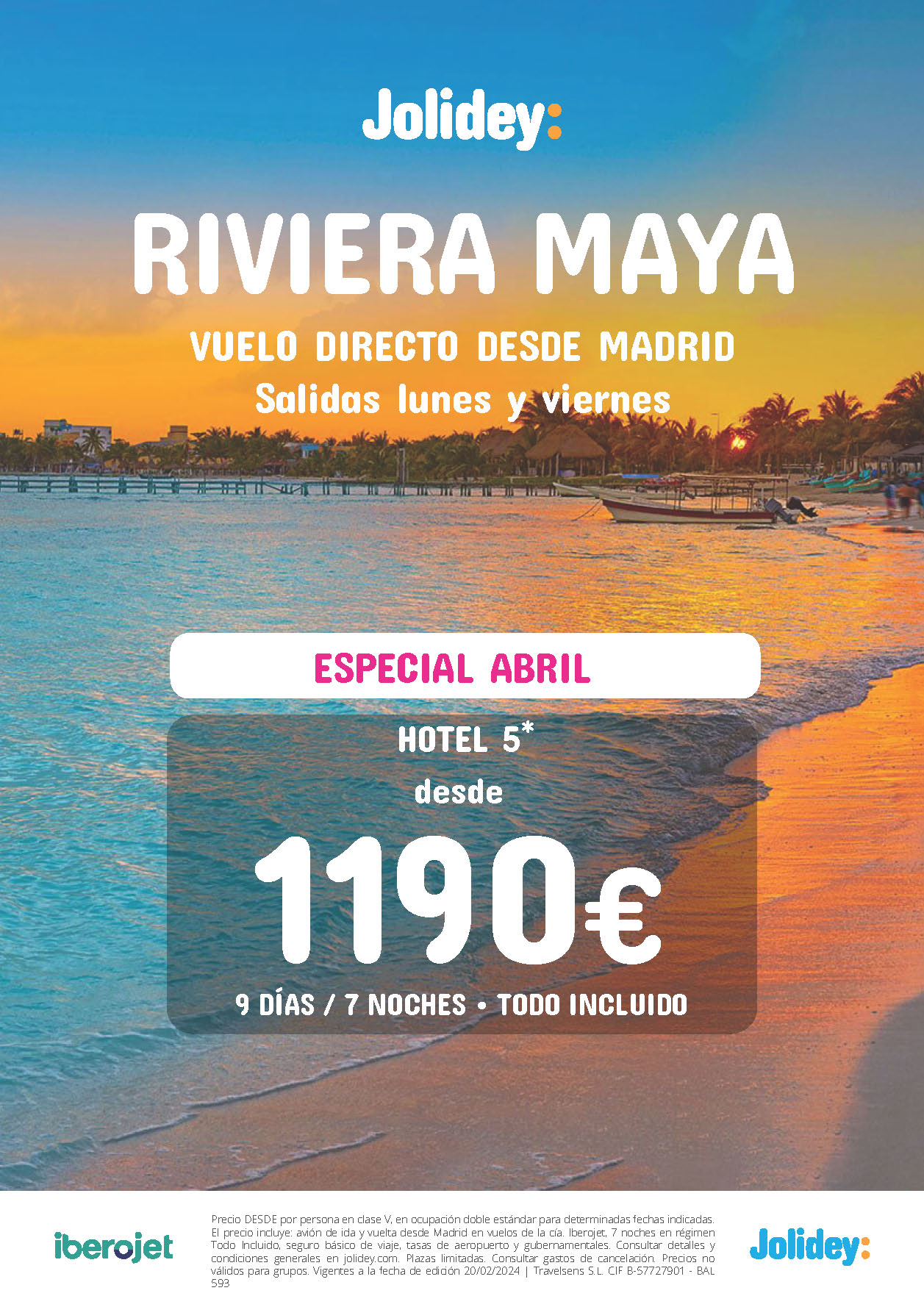 Oferta Jolidey Estancia en Riviera Maya Mexico 9 dias Hotel 5 estrellas Todo Incluido salidas Abril 2024 en vuelo directo desde Madrid