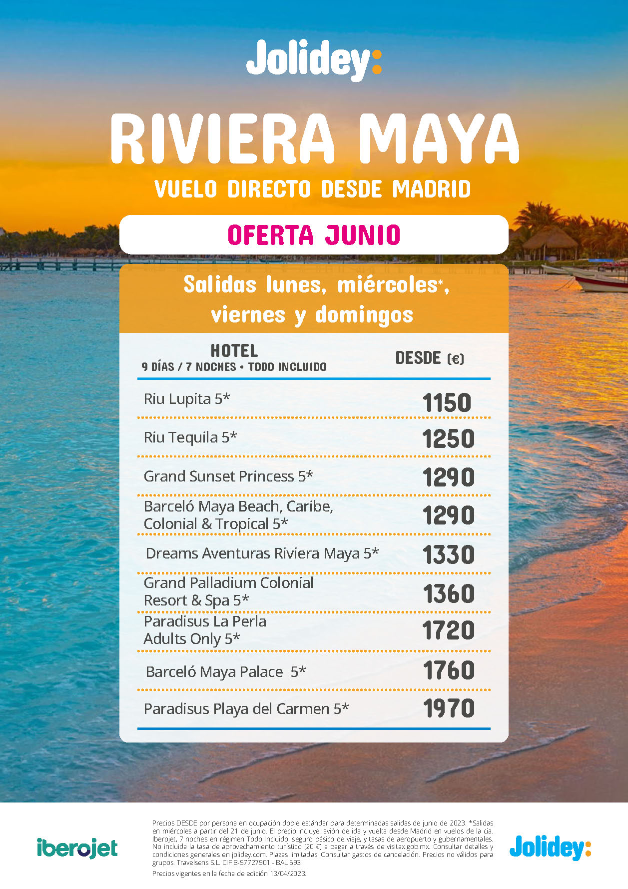 Oferta Jolidey Junio 2023 Estancia en Riviera Maya Mexico 9 dias Todo Incluido salida en vuelo directo desde Madrid