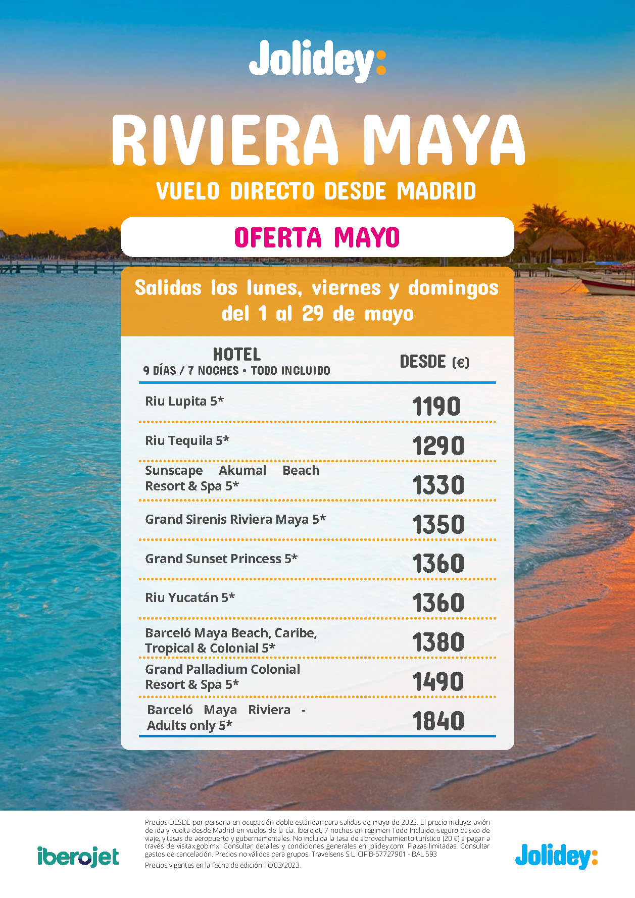 Oferta Jolidey Mayo 2023 Estancia en Riviera Maya Mexico 9 dias Todo Incluido salida en vuelo directo desde Madrid