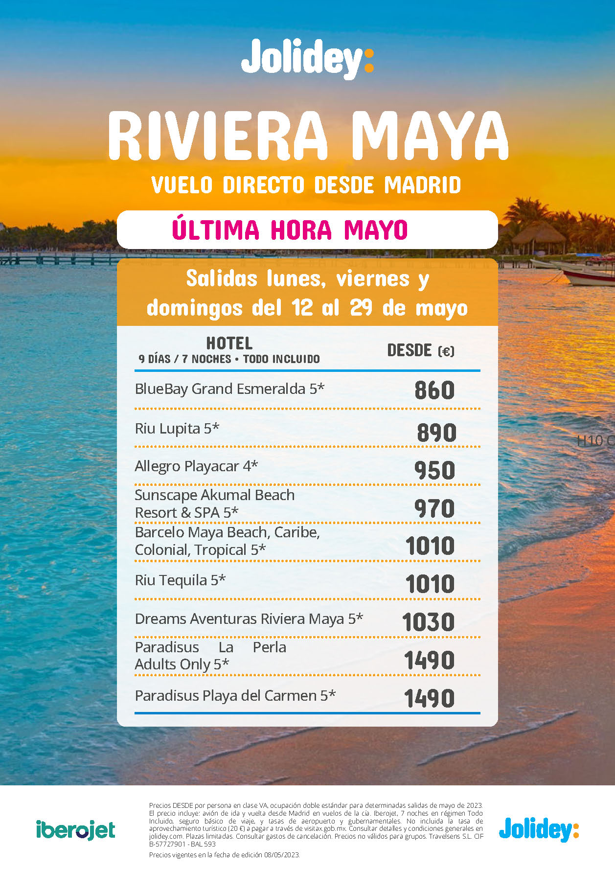Oferta Jolidey Ultima Hora Mayo 2023 Estancia en Riviera Maya Mexico 9 dias Todo Incluido salida en vuelo directo desde Madrid