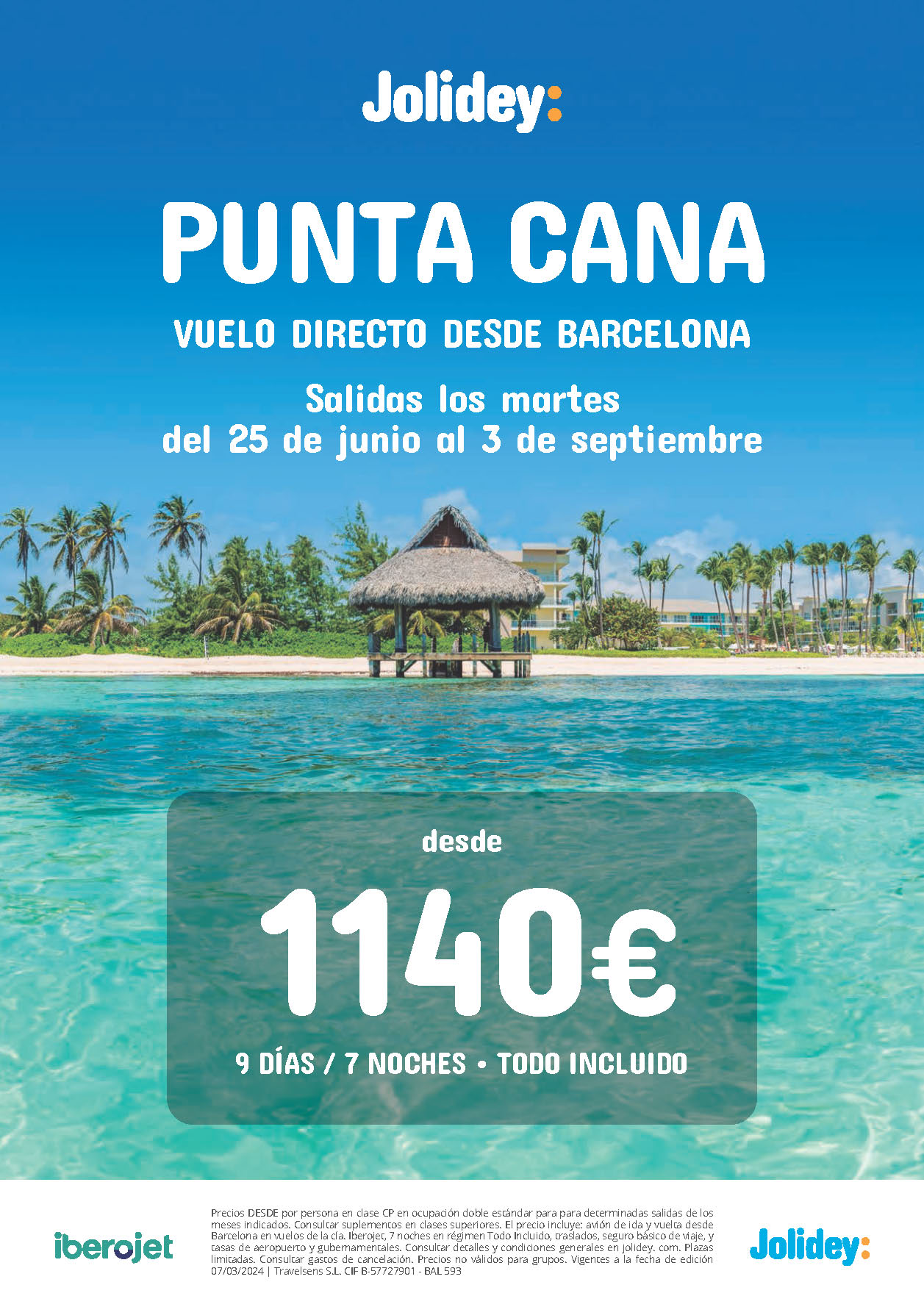 Oferta Jolidey Verano 2024 Punta Cana 9 dias salidas Junio a Septiembre 2024 en vuelo directo desde Barcelona 2