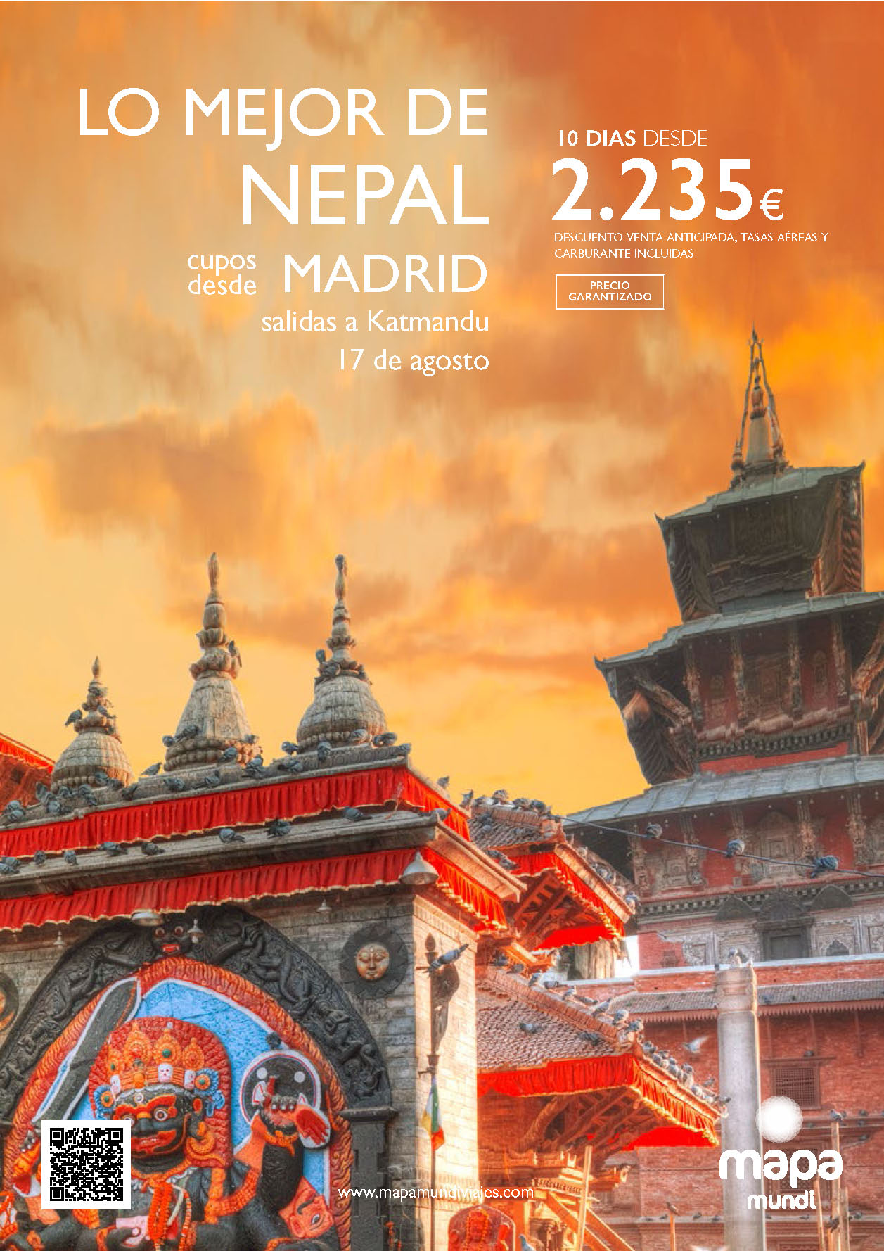 Oferta Mapa Mundi circuito Lo Mejor de Nepal cupos 10 dias salidas Agosto 2024 desde Madrid