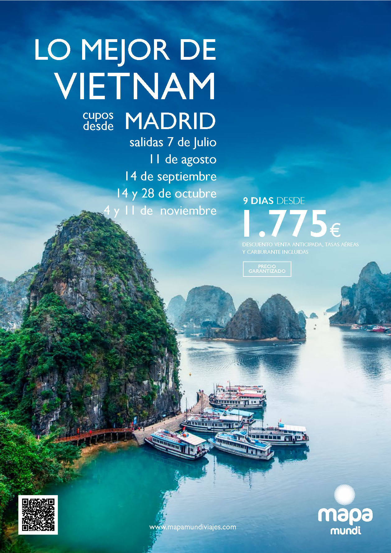 Oferta Mapa Mundi circuito Lo Mejor de Vietnam cupos 9 dias salidas Julio a Noviembre 2024 desde Madrid