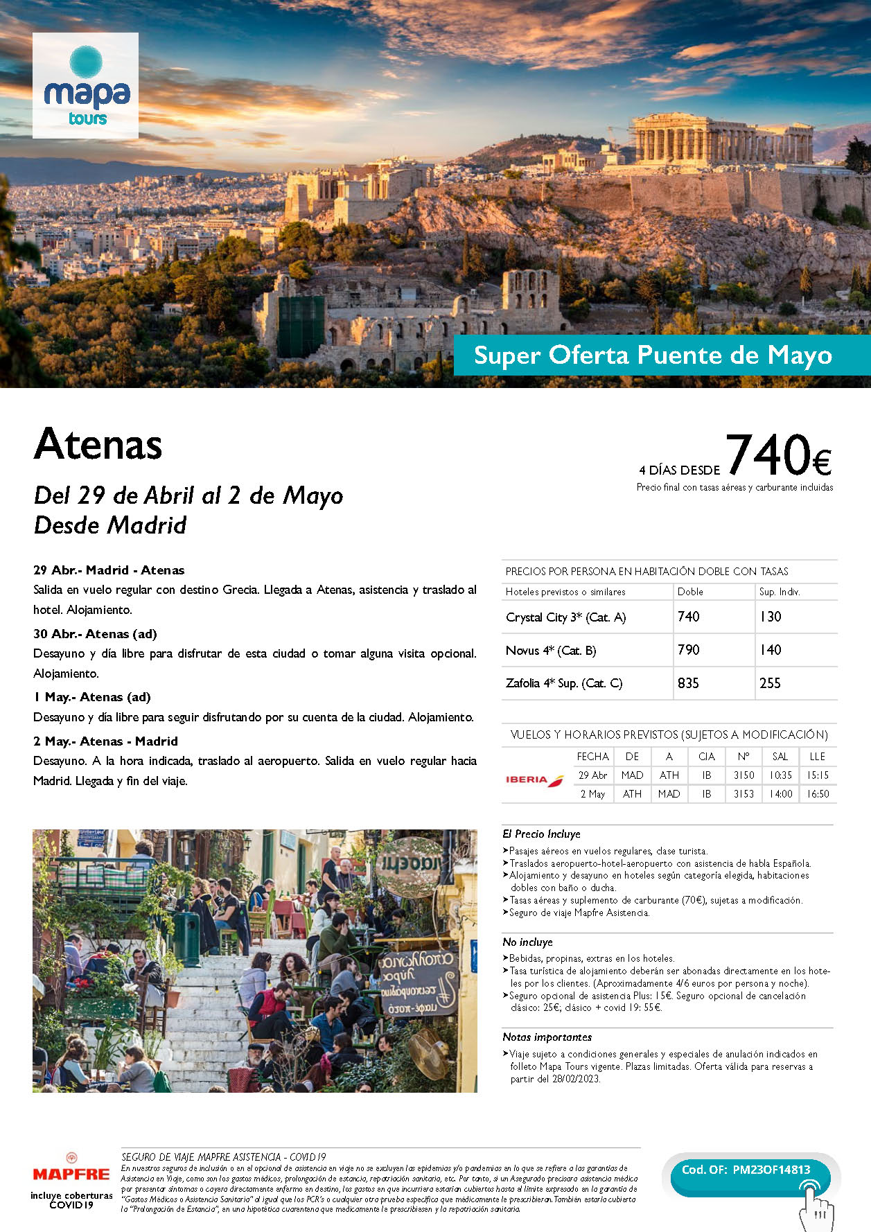 Oferta Mapa Tours Puente de Mayo 2023 Atenas 4 dias salida 29 abril en vuelo directo desde Madrid