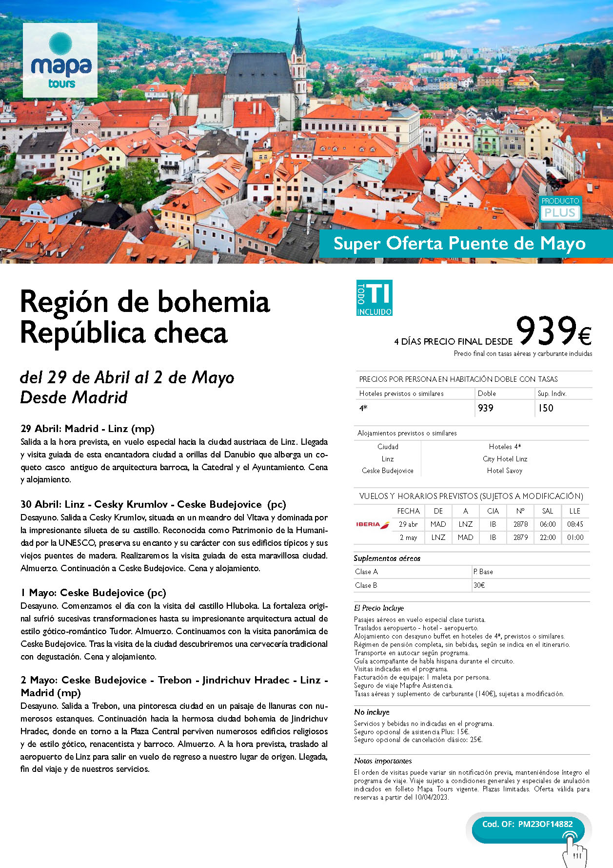 Oferta Mapa Tours Puente de Mayo 2023 Region de Bohemia Republica Checa 4 dias salida 29 abril en vuelo directo desde Madrid