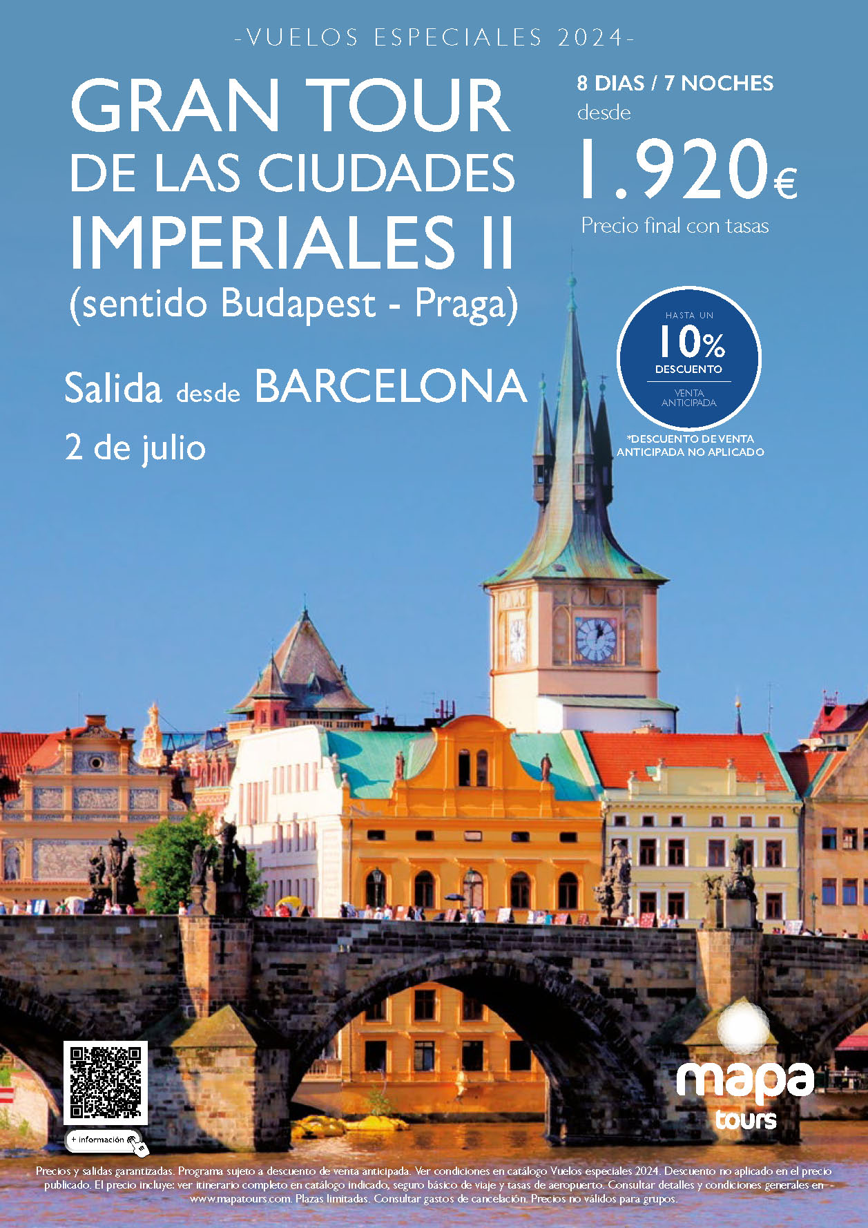 Oferta Mapa Tours circuito Budapest Praga 8 dias salida 2 Julio 2024 vuelo especial directo desde Barcelona