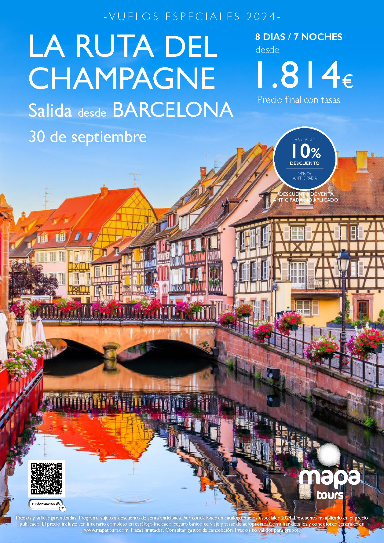 Oferta Mapa Tours circuito Francia Ruta Champagne 8 dias salida 30 Septiembre 2024 vuelo especial directo desde Barcelona