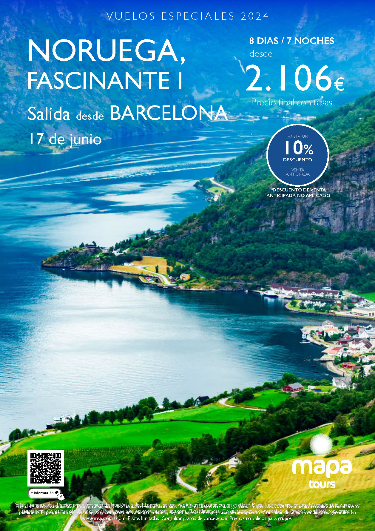 Oferta Mapa Tours circuito Noruega 8 dias salida 17 Junio 2024 vuelo especial directo desde Barcelona