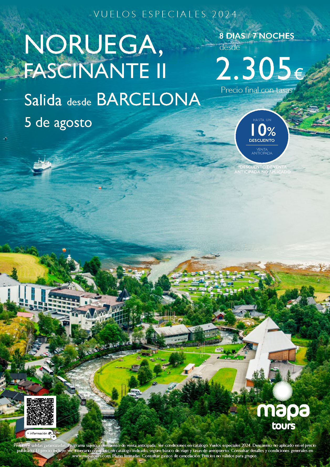 Oferta Mapa Tours circuito Noruega 8 dias salida 5 Agosto 2024 vuelo especial directo desde Barcelona