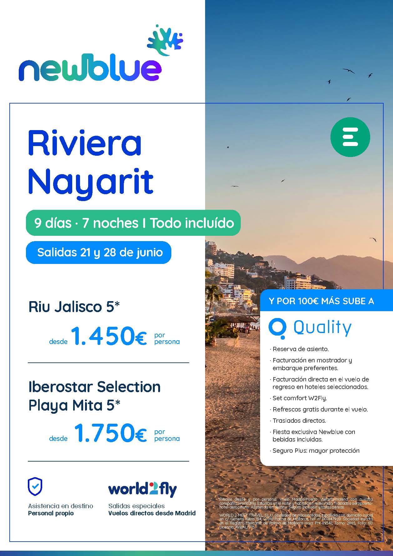Oferta New Blue Junio 2022 Riviera Nayarit Mexico Todo Incluido 9 dias salida en vuelo directo desde Madrid con world2fly