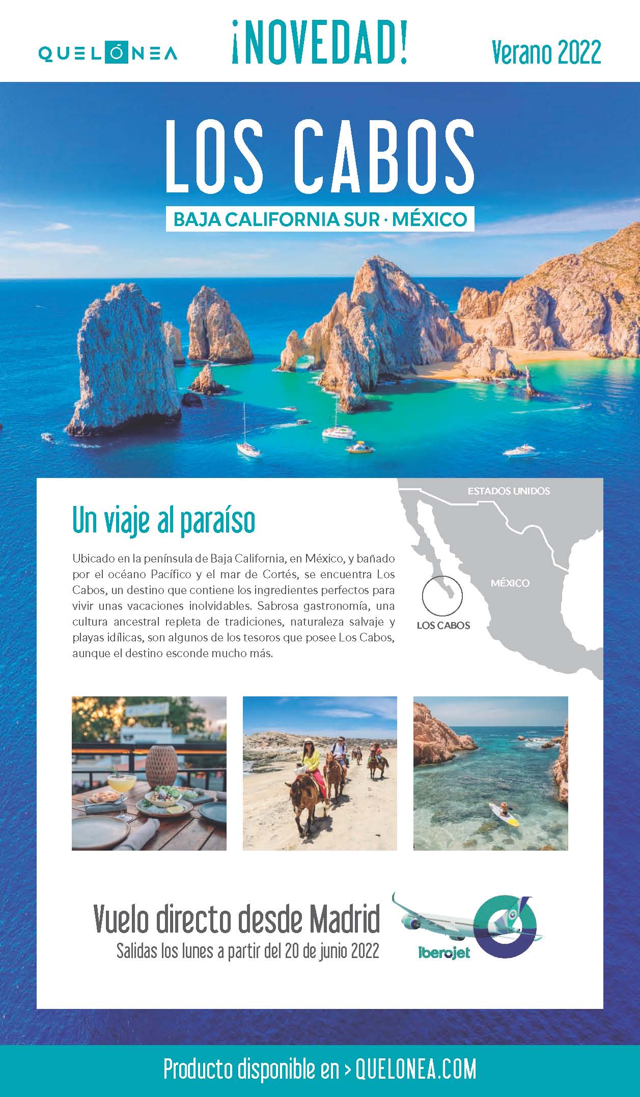 Oferta Quelonea Los Cabos Mexico 2022 vuelo directo desde Madrid