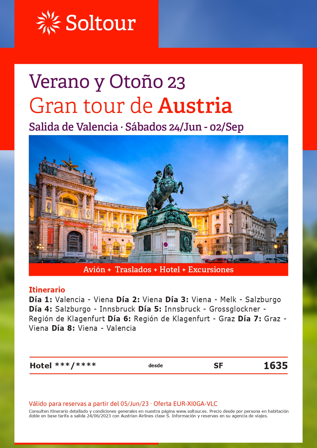 Oferta Soltour circuito Gran Tour de Austria 8 dias salidas Junio a Septiembre 2023 en vuelo directo desde Valencia