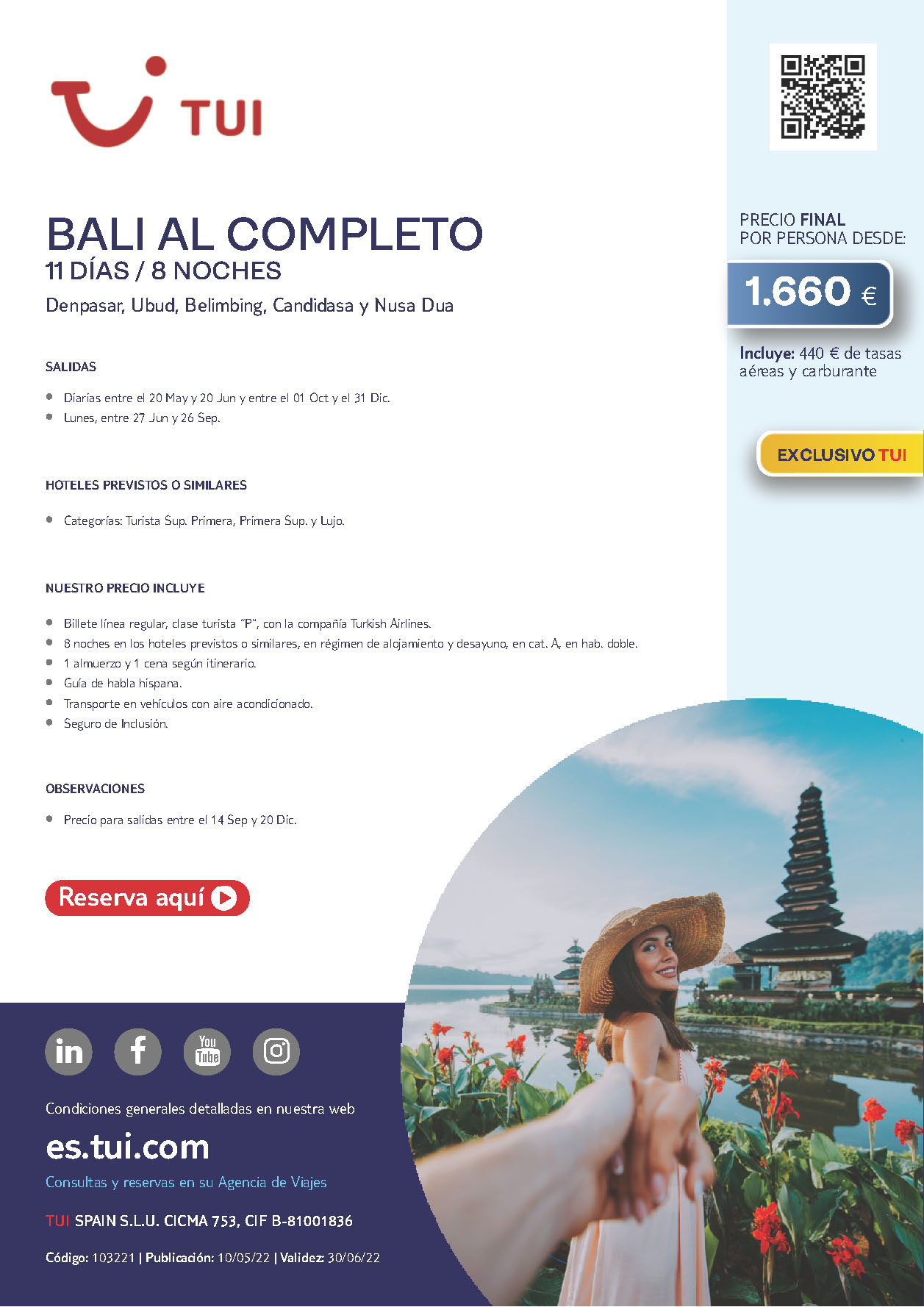 Oferta TUI Bali al Completo 11 dias salidas de Mayo a Diciembre 2022 desde Madrid Barcelona Bilbao Valencia vuelos Turkish Airlines