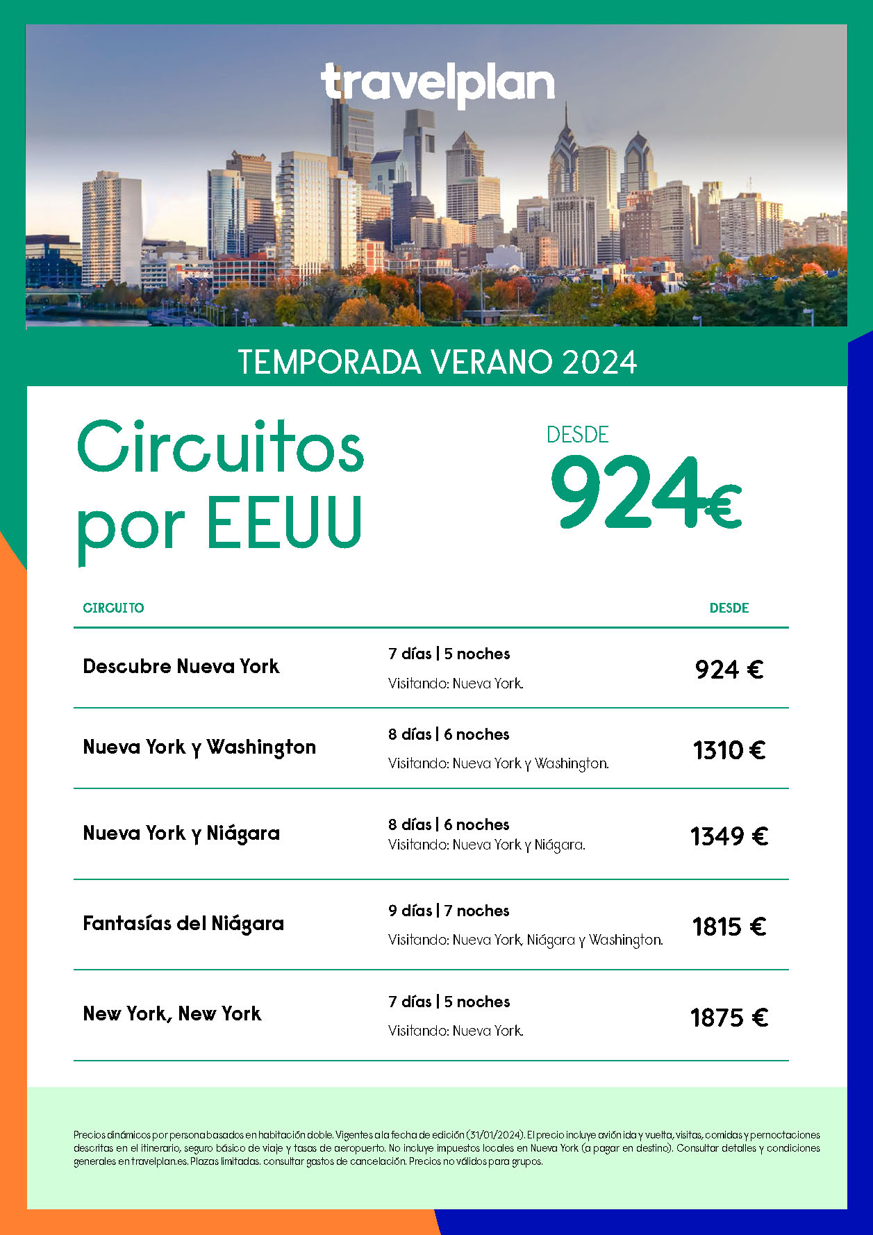 Oferta Travelplan 2024 Circuitos por Estados Unidos 7 a 9 dias salida en vuelo directo desde Madrid desde 924 euros