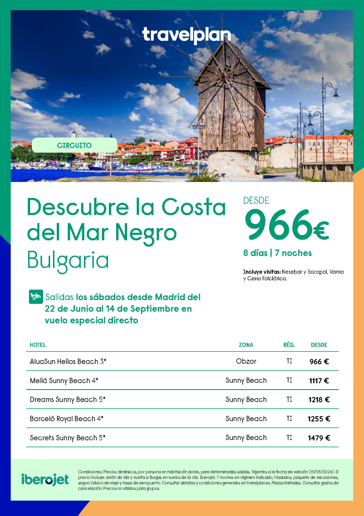 Oferta Travelplan Circuito Costa del Mar Negro 8 dias salidas de Junio a Septiembre 2024 en vuelo especial directo desde Madrid