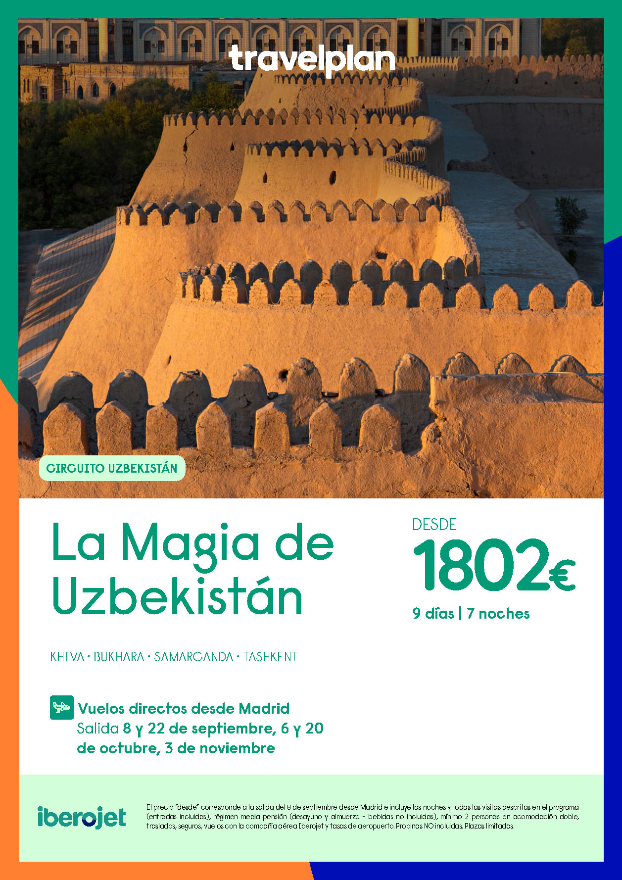 Oferta Travelplan Circuito La Magia de Uzbekistan 9 dias salidas Septiembre a Noviembre 2024 vuelo directo desde Madrid 2
