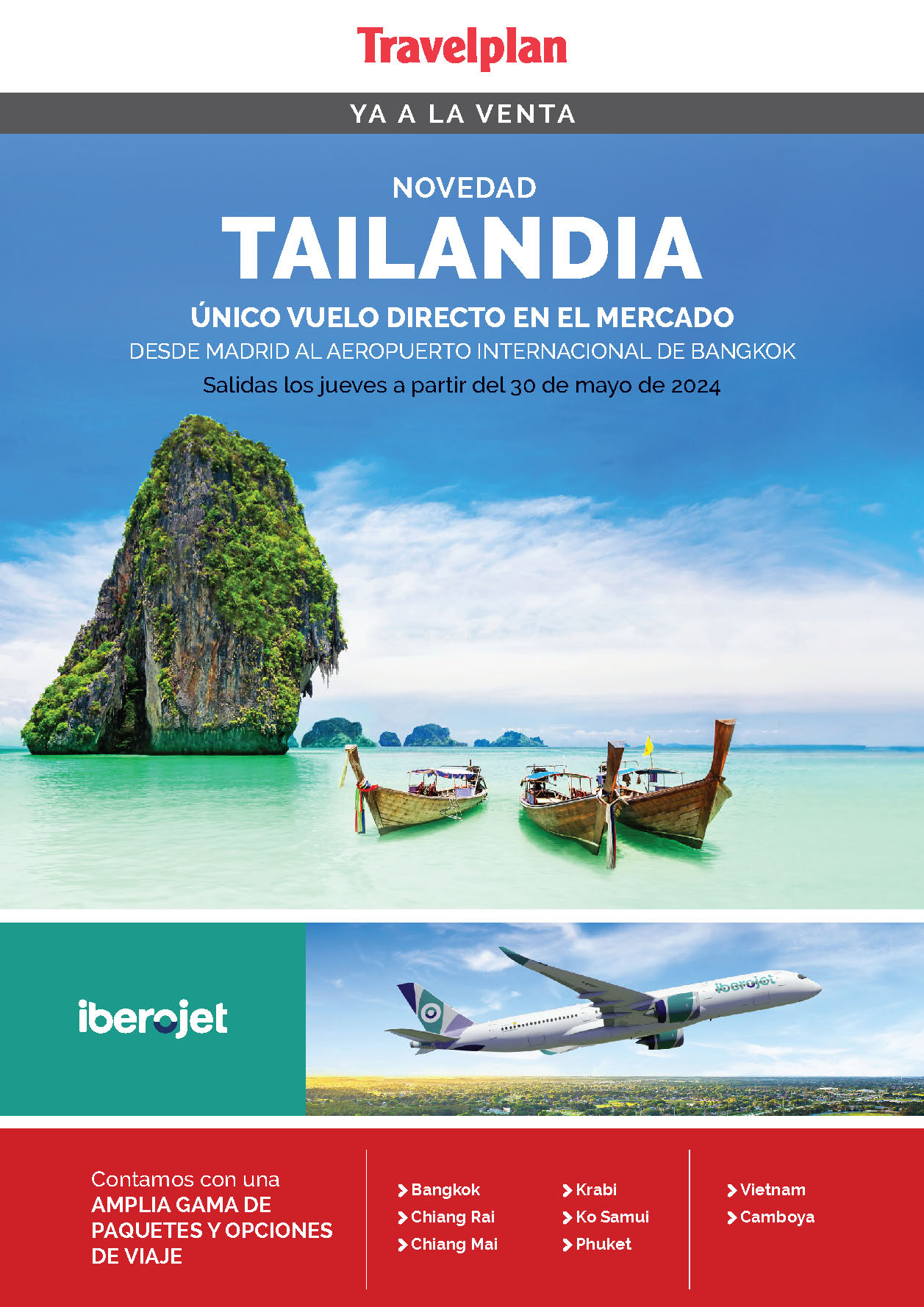 Oferta Travelplan Circuitos por Tailandia salidas de Mayo a Diciembre 2024 en vuelo directos desde Madrid con Iberojet