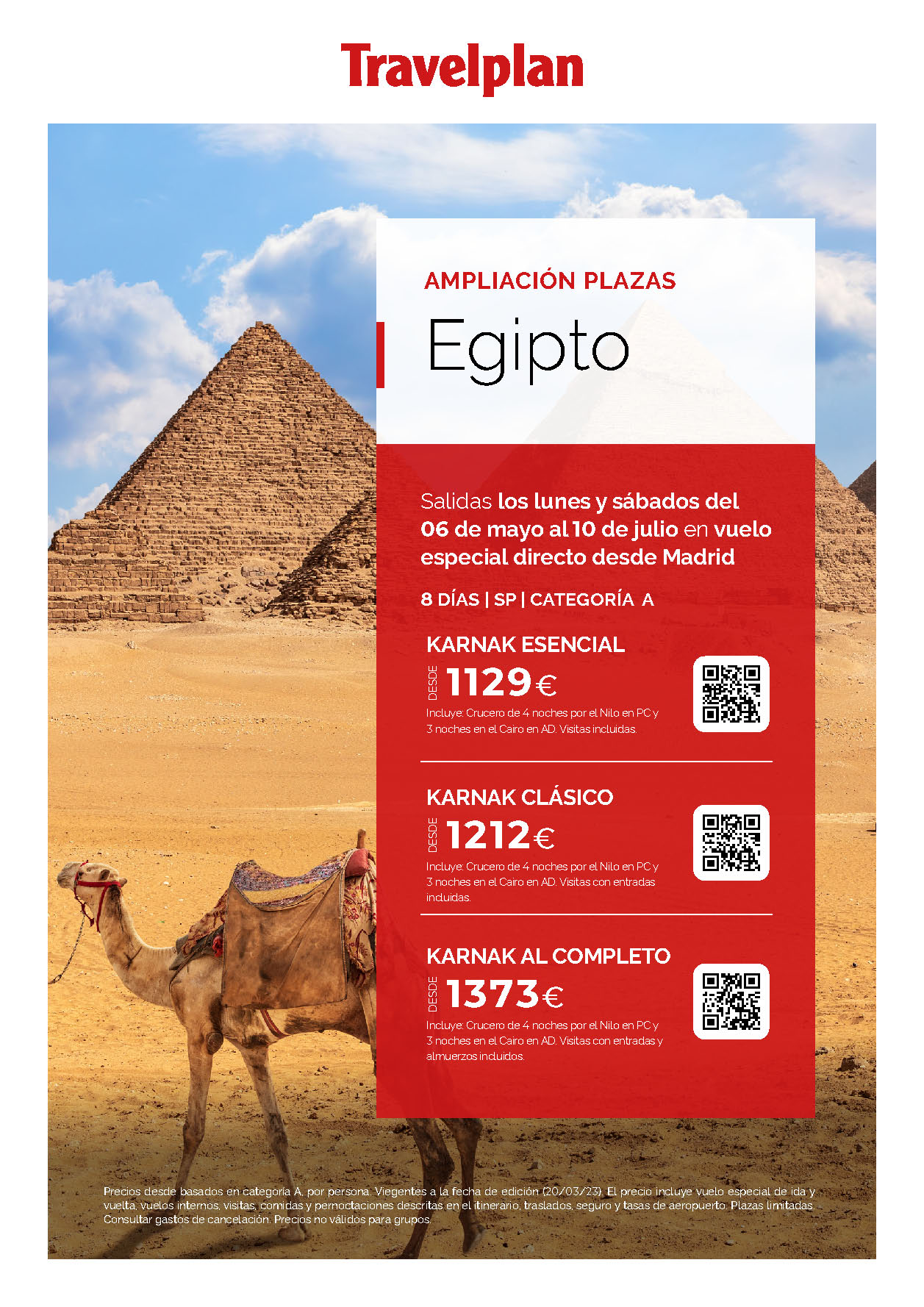 Oferta Travelplan Egipto Karnak al Completo 8 dias Mayo Junio Julio 2023 salidas en vuelos especiales directos desde Madrid