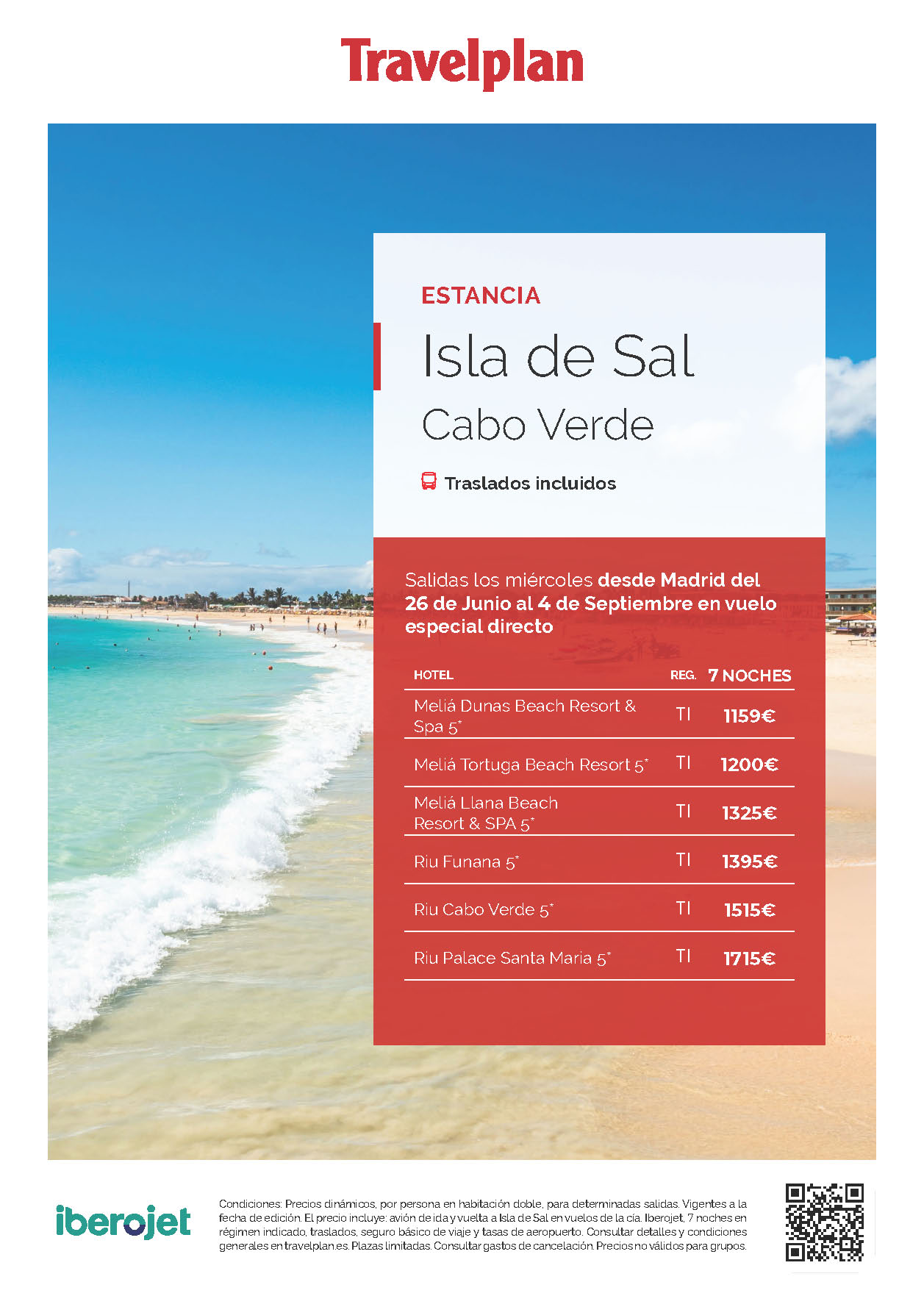 Oferta Travelplan Estancia en Cabo Verde Isla de Sal 9 dias Todo Incluido Hoteles Riu y Melia salidas de Junio a Septiembre 2024 en vuelo directo desde Madrid