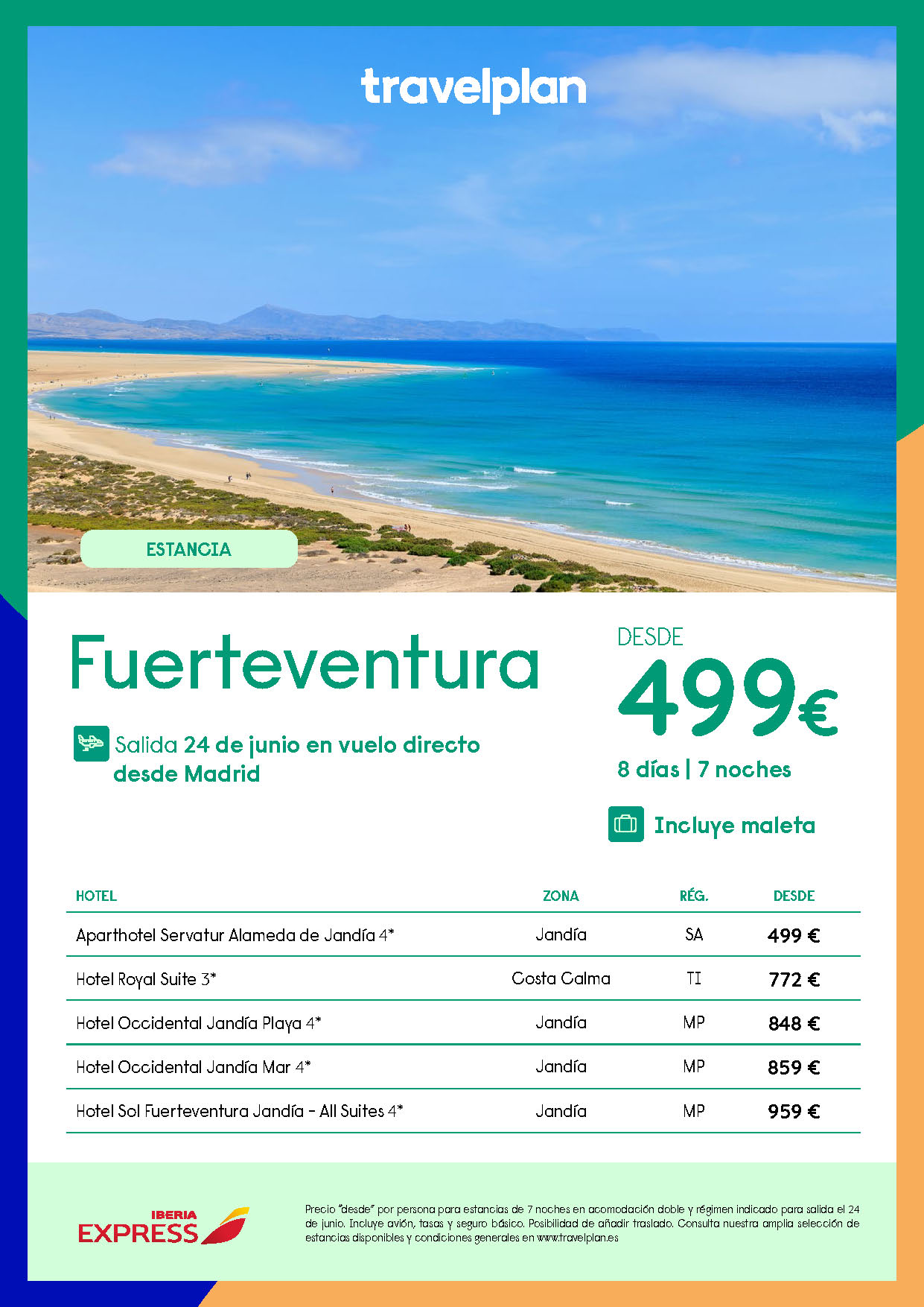 Oferta Travelplan Estancia en Fuerteventura 8 dias Todo Incluido salida 24 junio vuelo directo desde Madrid