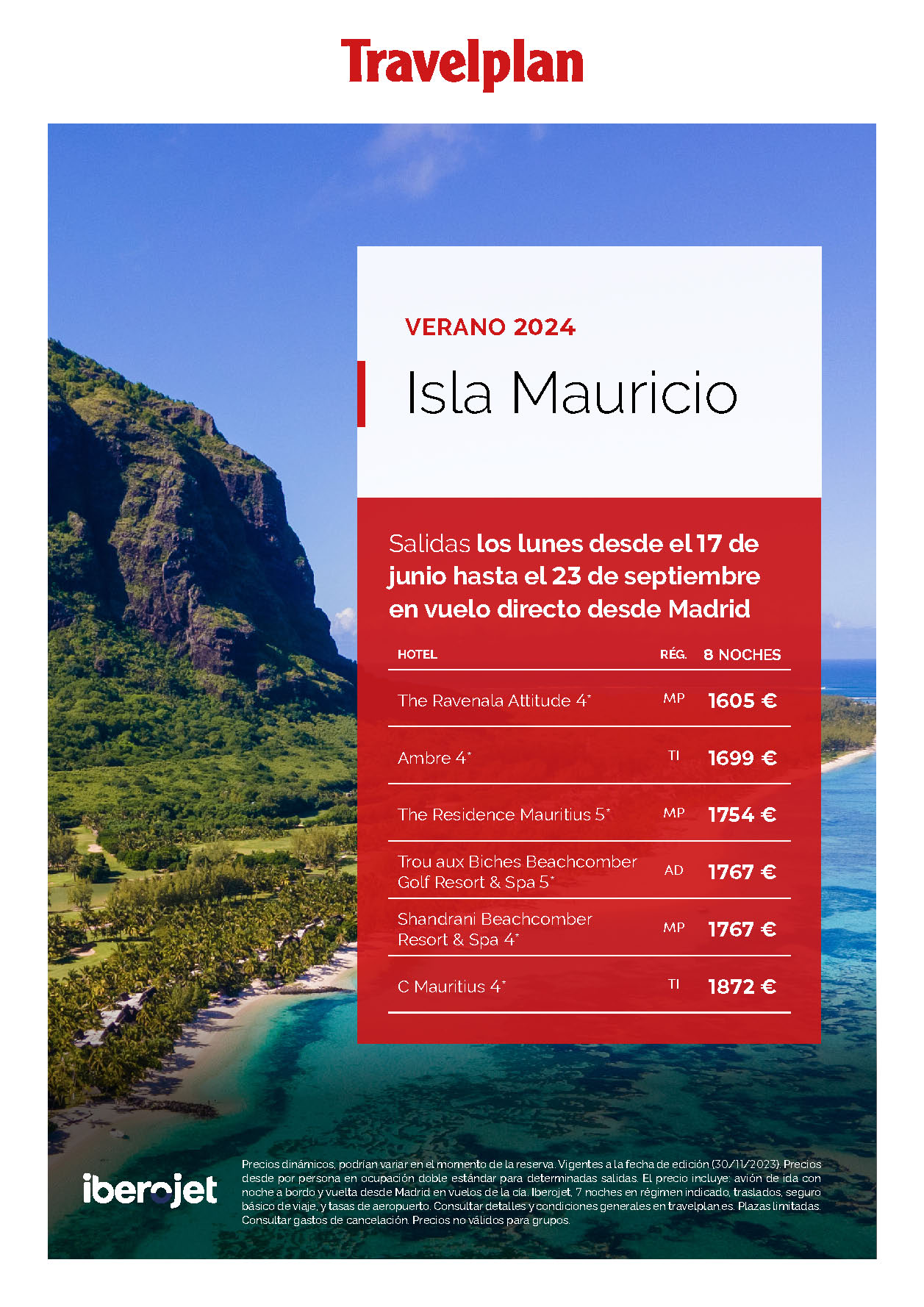 Oferta Travelplan Estancia en Isla Mauricio 9 dias salidas de Junio a Septiembre 2024 en vuelo directo desde Madrid con Iberojet