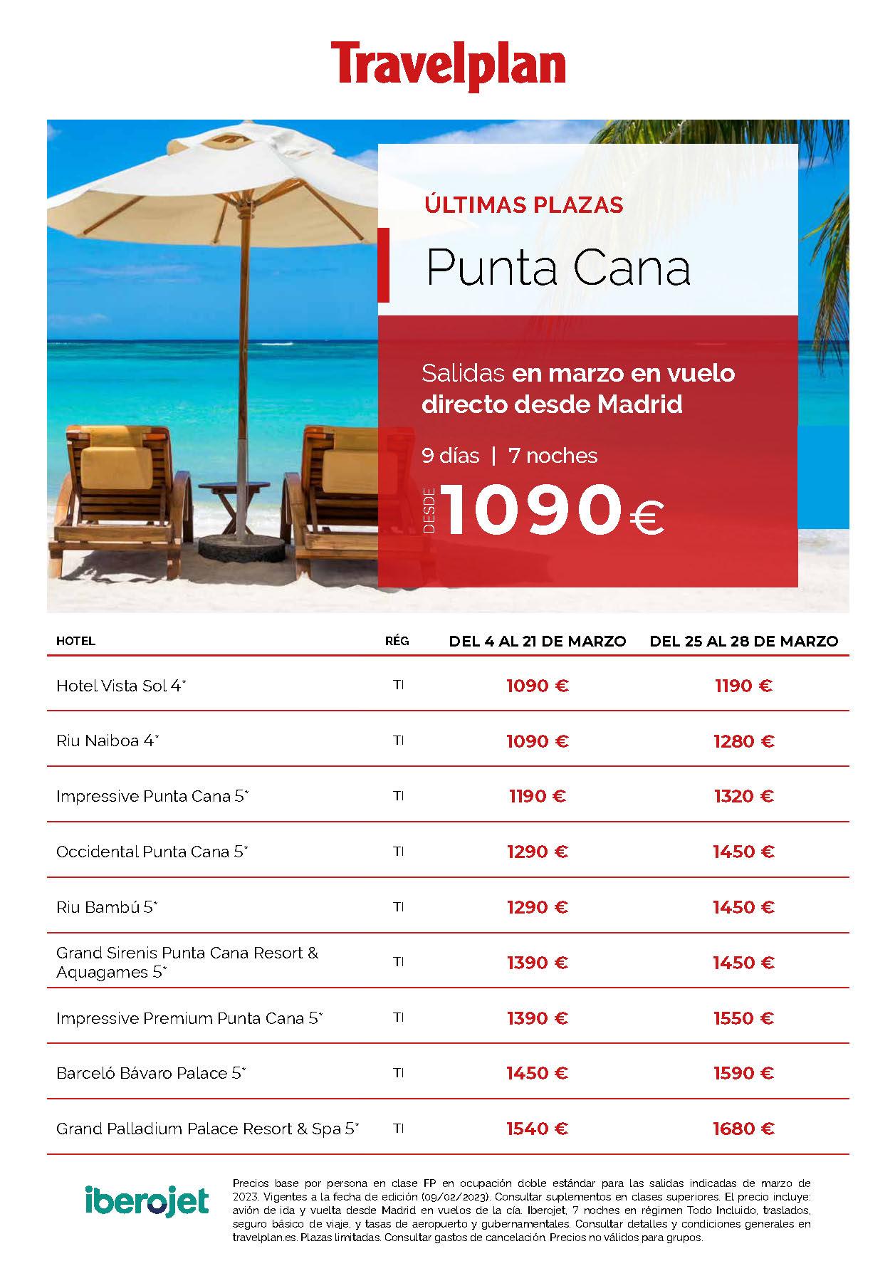 Oferta Travelplan Ultimas Plazas Marzo 2023 en Punta Cana 9 dias Todo Incluido salida en vuelo directo desde Madrid