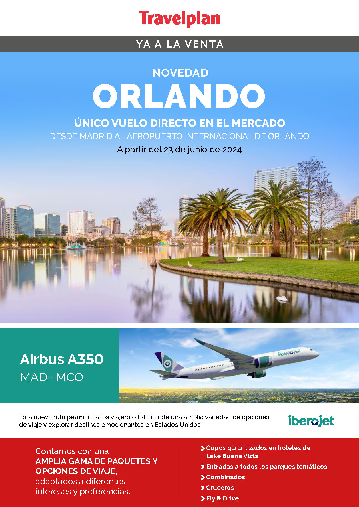 Oferta Travelplan Vacaciones en Walt Disney World Resort Florida 2024 hoteles Lake Buena Vista Entradas Parques vuelos directos a Orlando desde Madrid