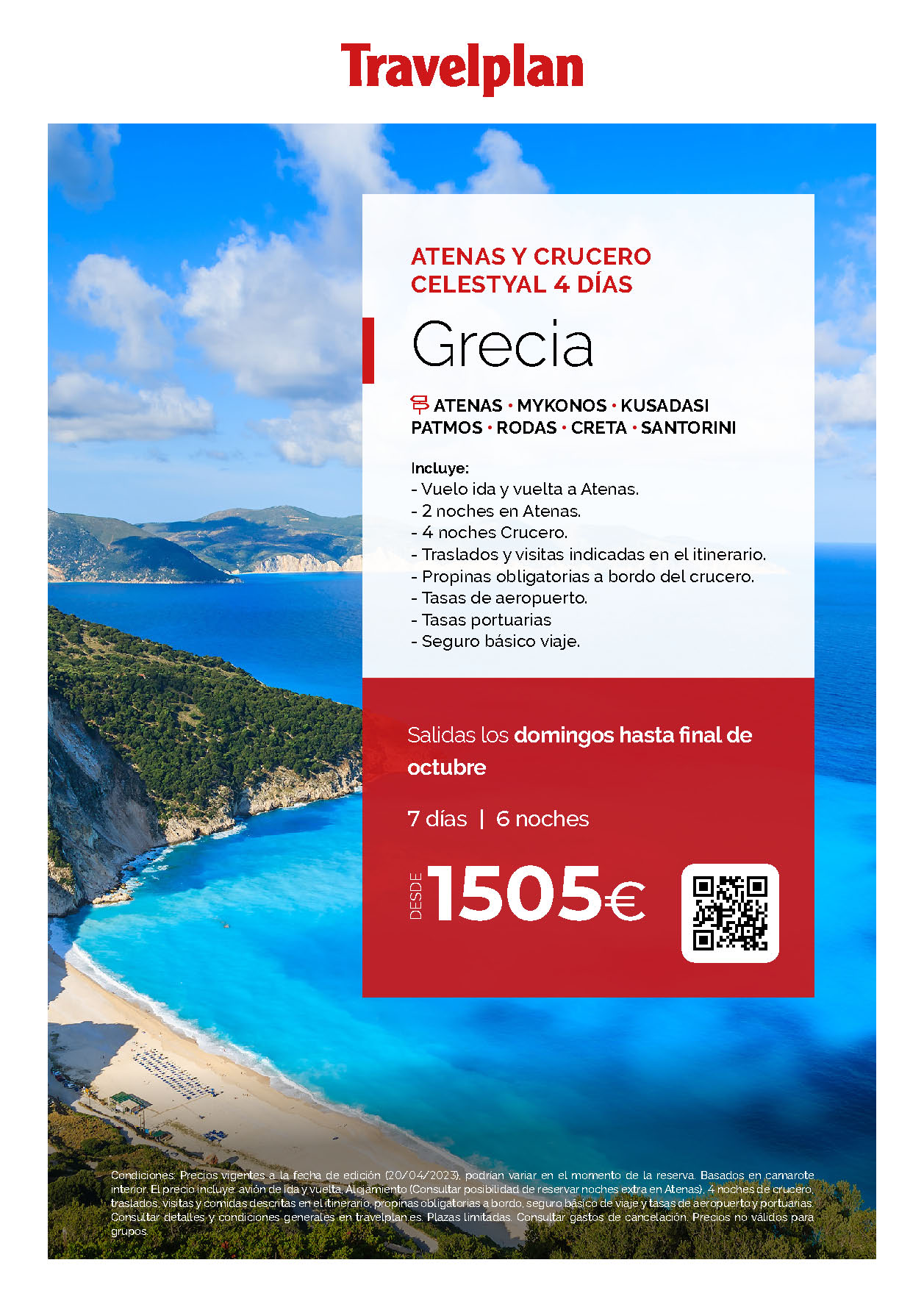 Oferta Travelplan Verano 2023 Circuito Atenas y Crucero Mar Egeo 7 dias salidas desde Madrid