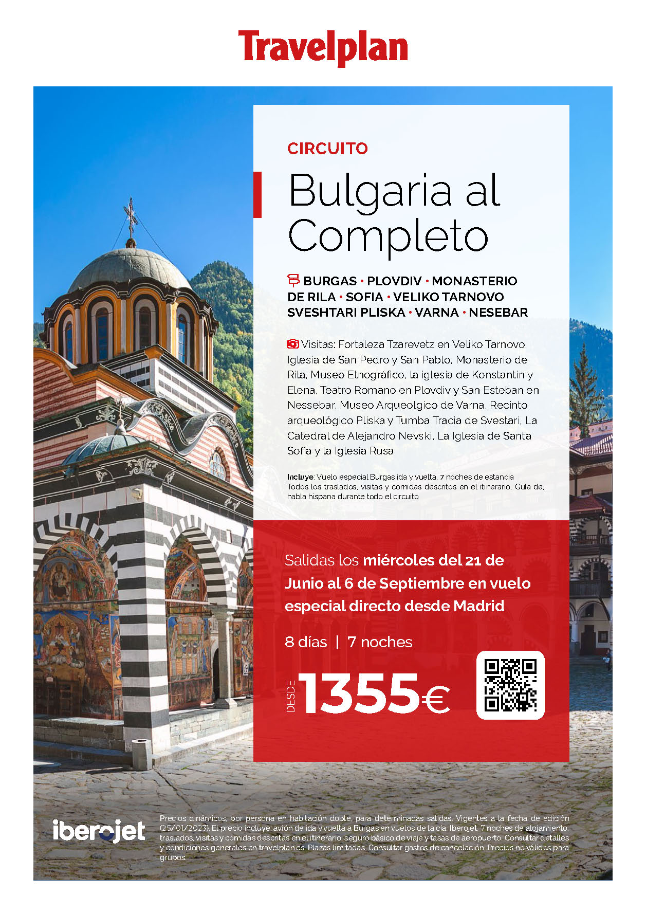 Oferta Travelplan Verano 2023 Circuito Bulgaria al Completo 8 dias salida en vuelo especial directo desde Madrid