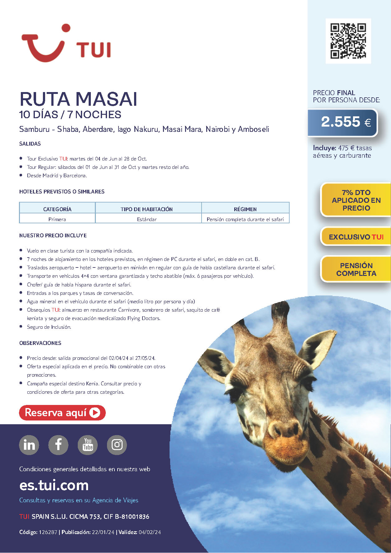 Oferta Tui circuito Kenia Ruta Masai 10 dias salidas Junio a Octubre 2024 desde Madrid Barcelona