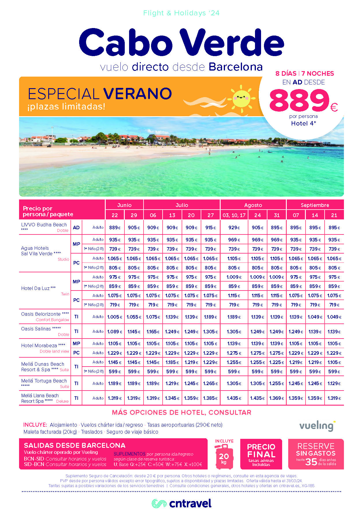 Ofertas CN Travel Junio a Septiembre 2024 Estancia en Cabo Verde 8 dias hotel 4 estrellas Todo Incluido salidas desde Barcelona via Lisboa