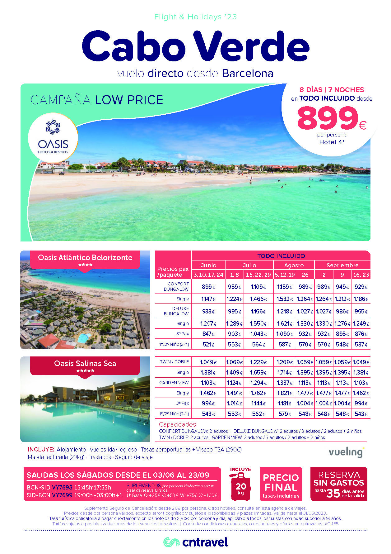 Ofertas CN Travel Vacaciones en Cabo Verde Junio a Septiembre 2023 8 dias Hotel 4 estrellas Todo Incluido vuelos directos Vueling desde Barcelona