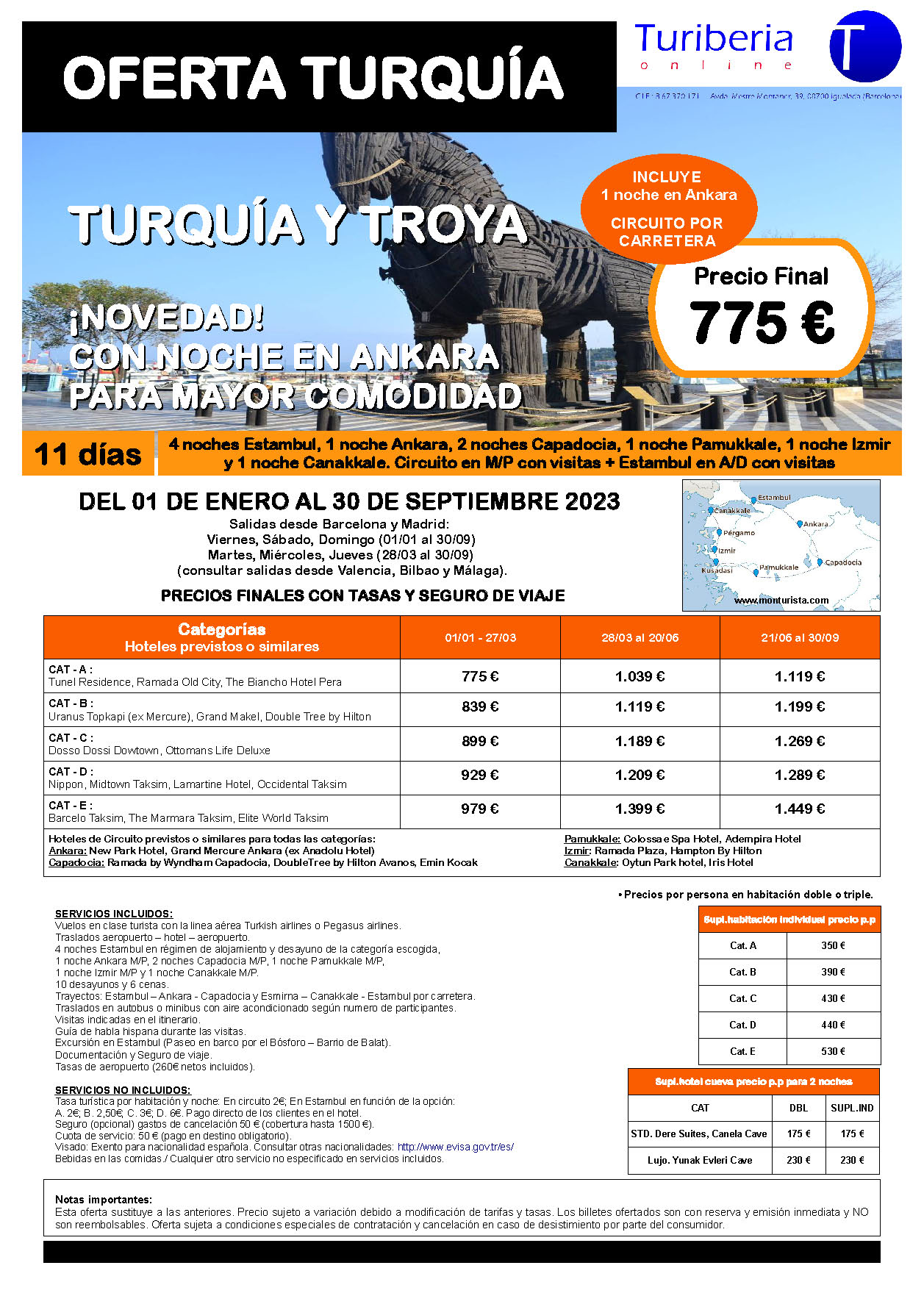 Ofertas Mon Turista 2023 Turquia y Troya 11 dias salida en vuelo regular directo desde Madrid Barcelona Bilbao Valencia y Malaga