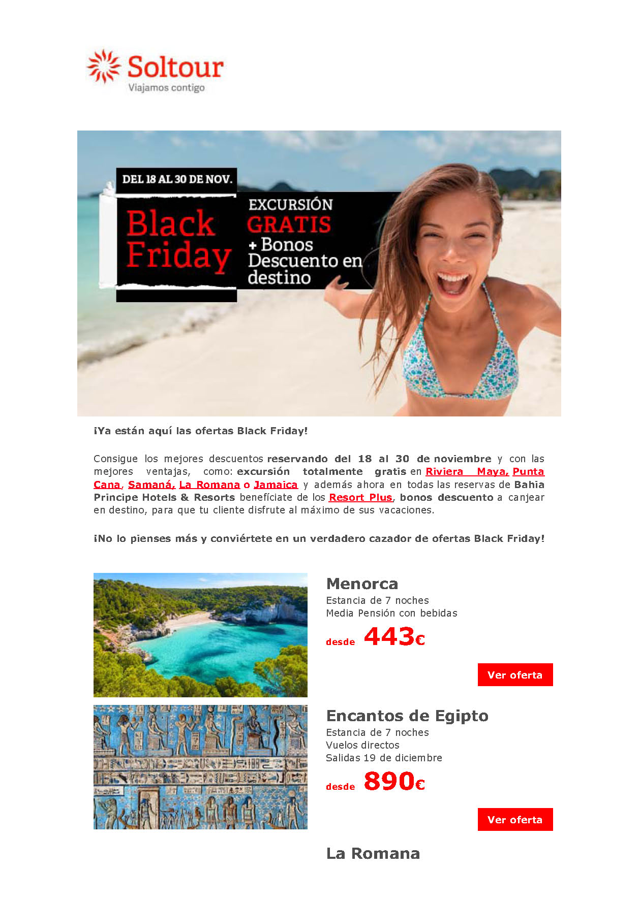 Ofertas Soltour Black Friday 2022 Vacaciones en Baleares Caribe Circuitos por Egipto