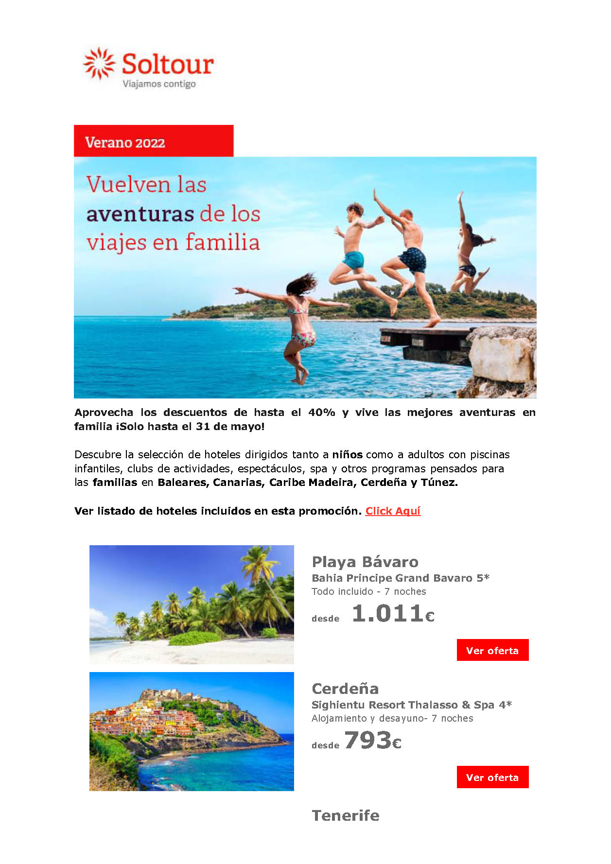 Ofertas Soltour Familias Islas Baleares Canarias Cerdeña Republica Dominicana Verano 2022 salidas vuelos directos desde Madrid