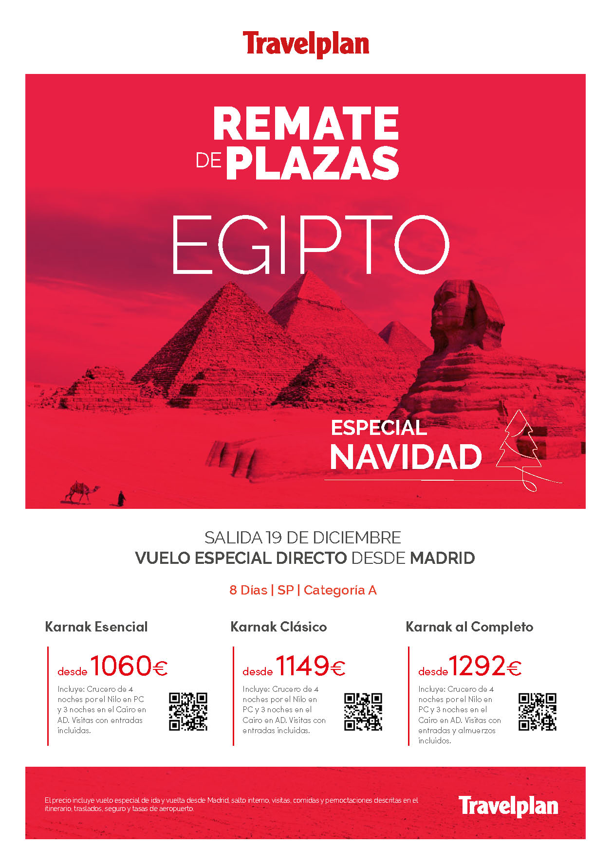 Ofertas Travelplan Navidad en Egipto 8 dias salidas 19 diciembre 2022 en vuelo especial directo desde Madrid