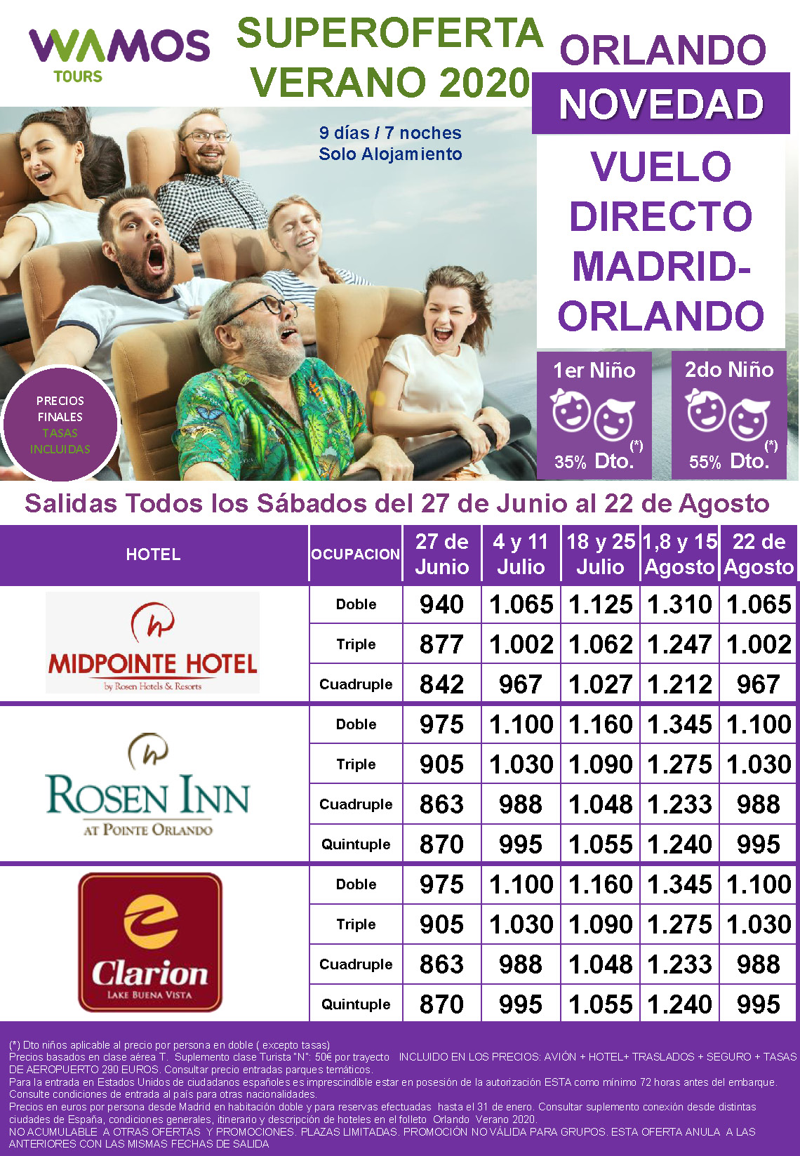 Superoferta Wamos Tours Orlando Verano 2020 Vuelo directo desde Madrid